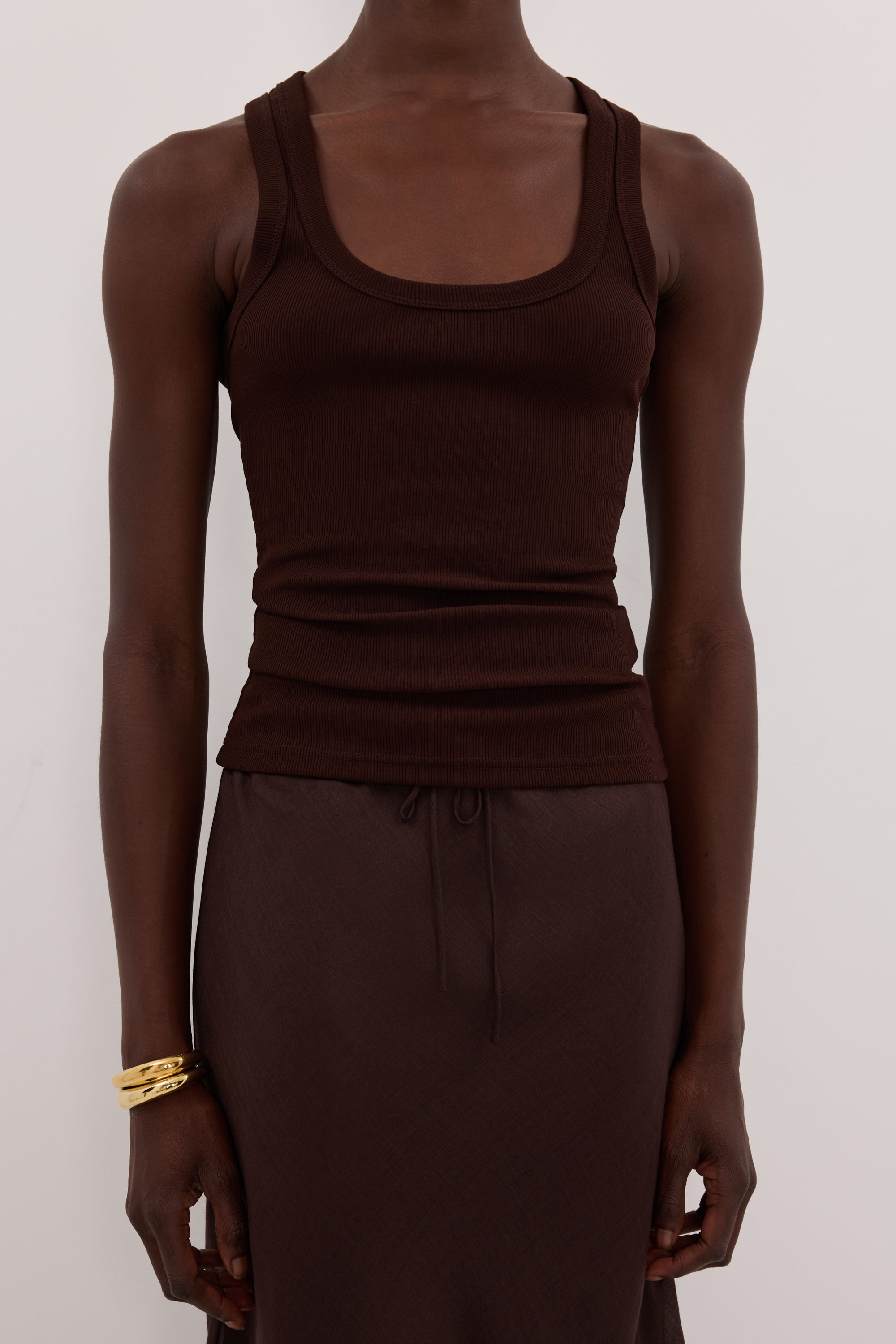 CLARA BURNT CHOC SCOOP NECK TANK TOP