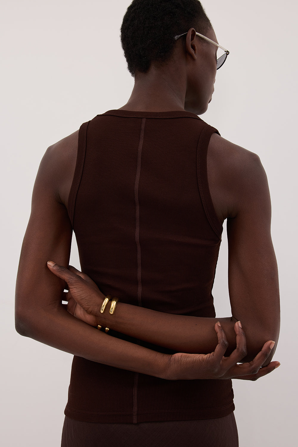 CLARA BURNT CHOC SCOOP NECK TANK TOP