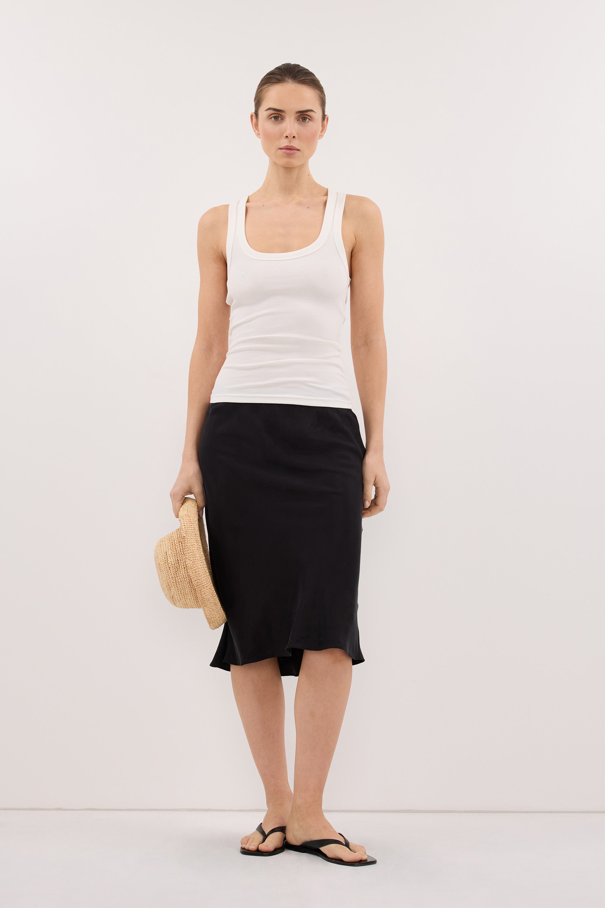 CLARA OFF WHITE SCOOP NECK TANK TOP