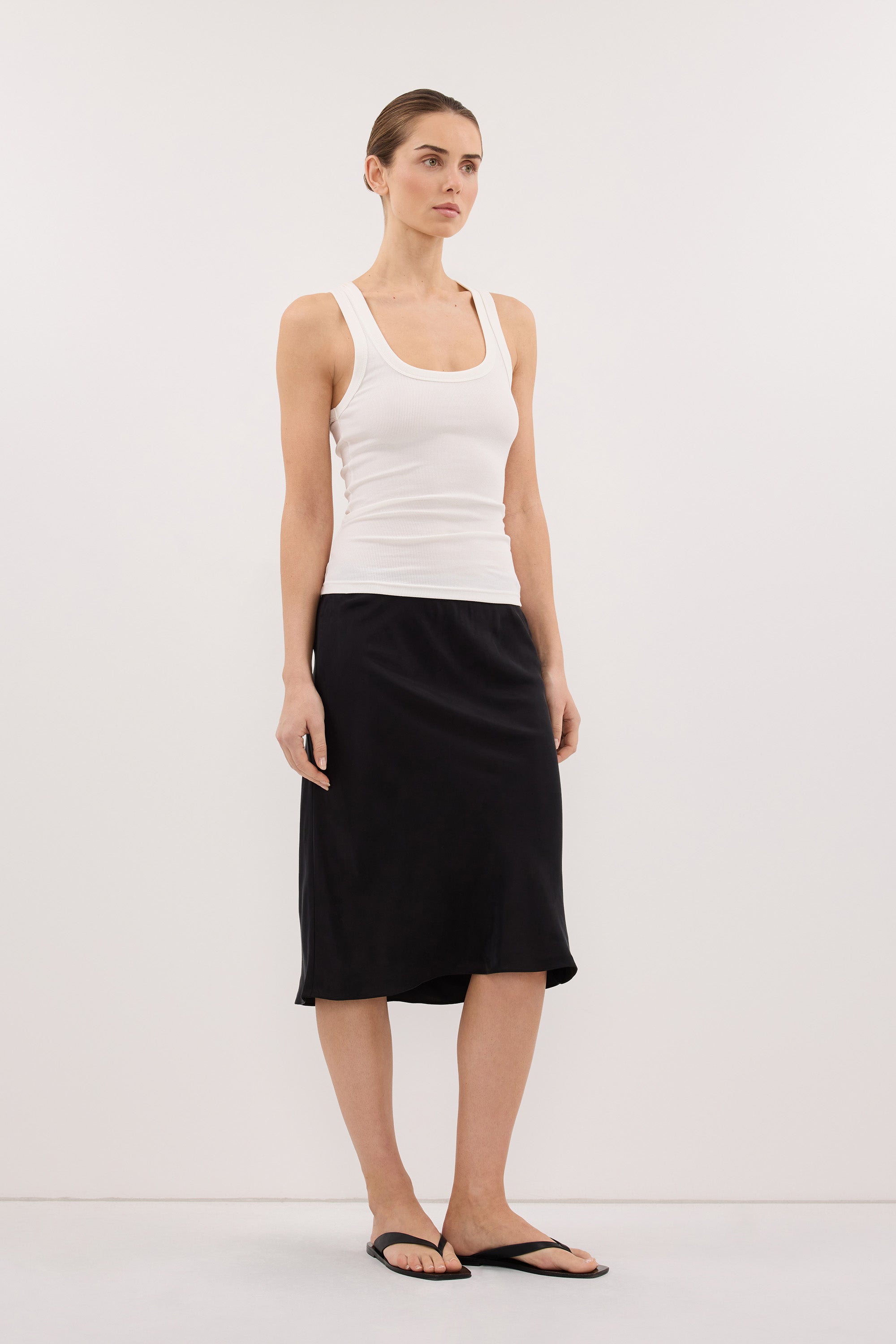 CLARA OFF WHITE SCOOP NECK TANK TOP