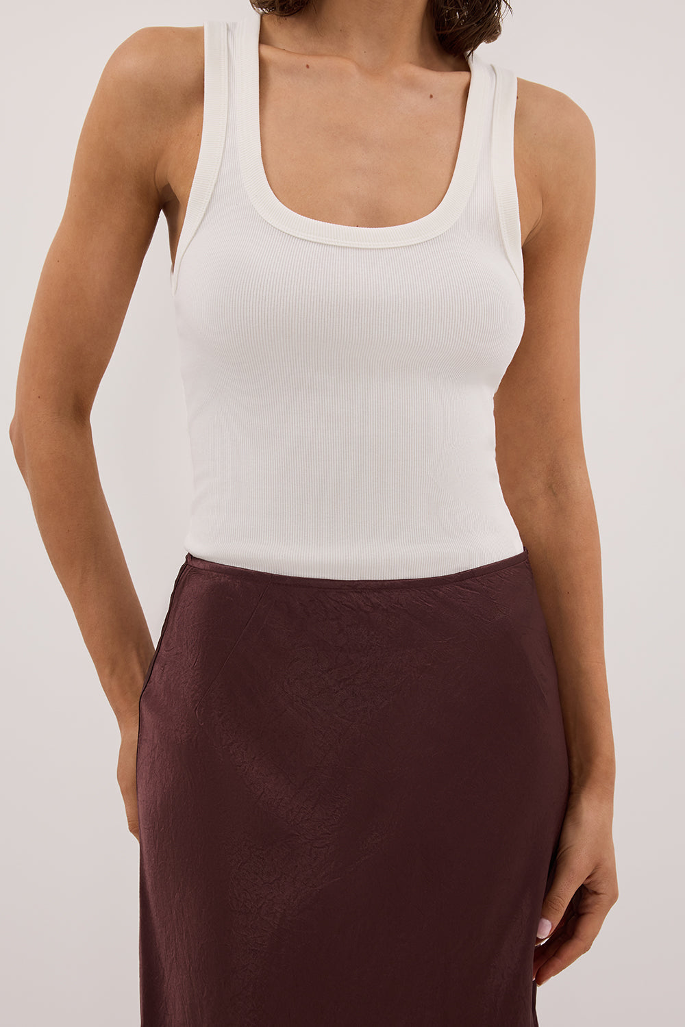 CLARA OFF WHITE SCOOP NECK TANK TOP