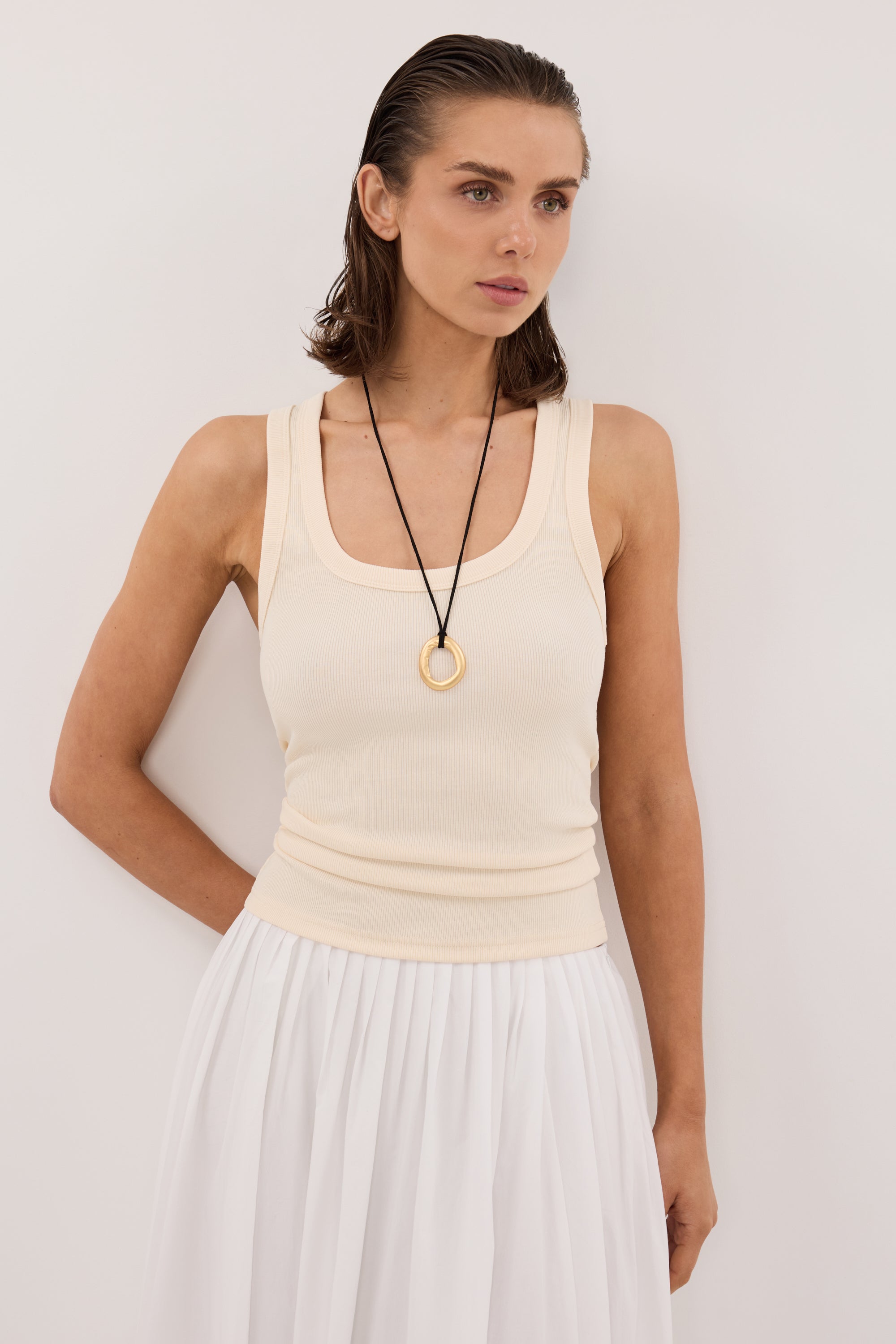 CLARA SANDSTONE SCOOP NECK TANK TOP
