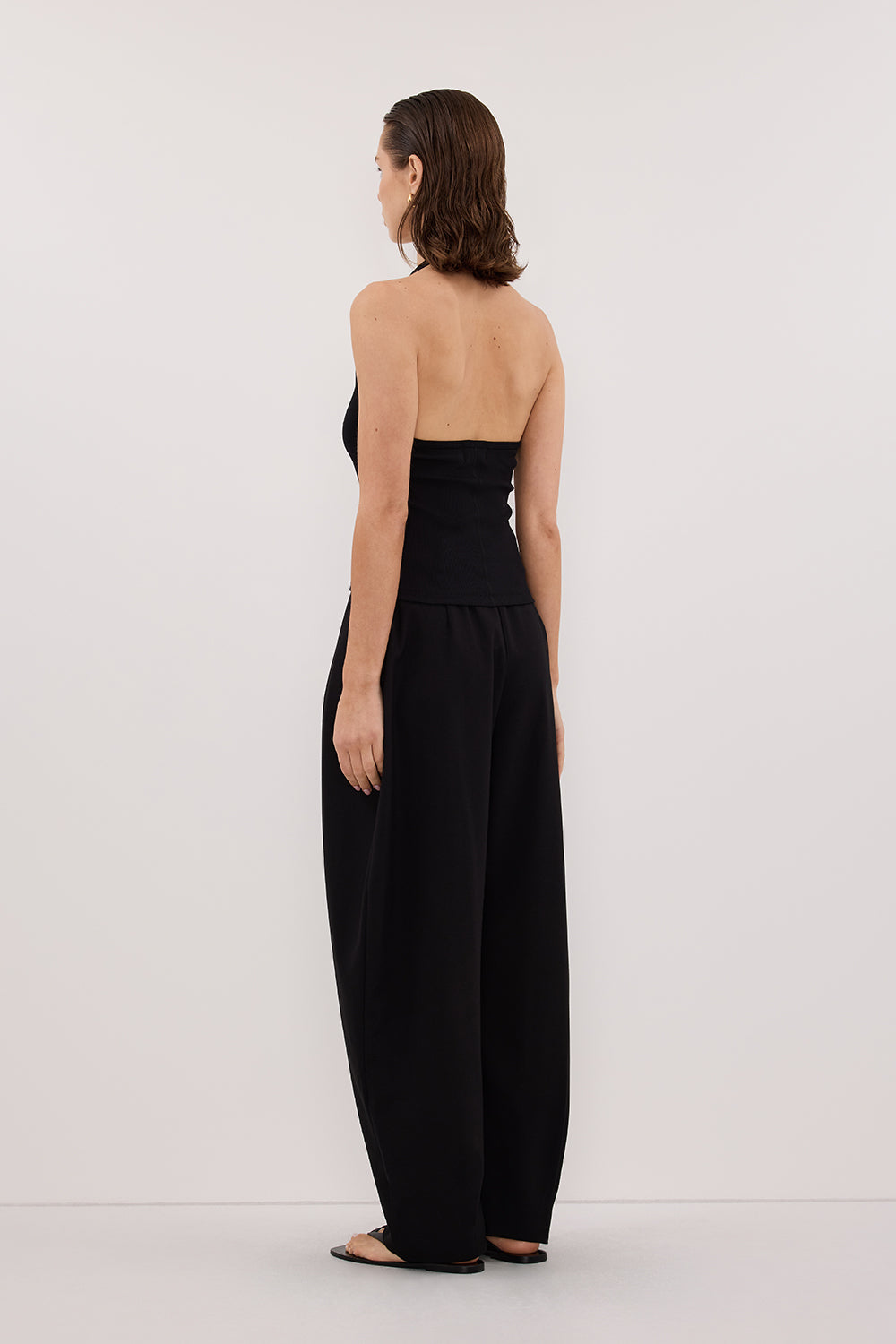 HARLAN BLACK KNIT HALTER TOP