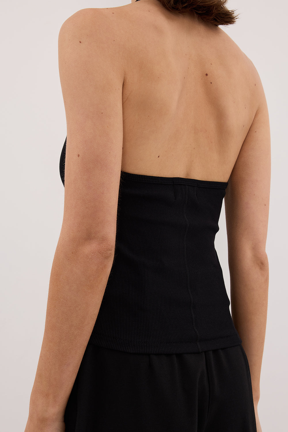 HARLAN BLACK KNIT HALTER TOP