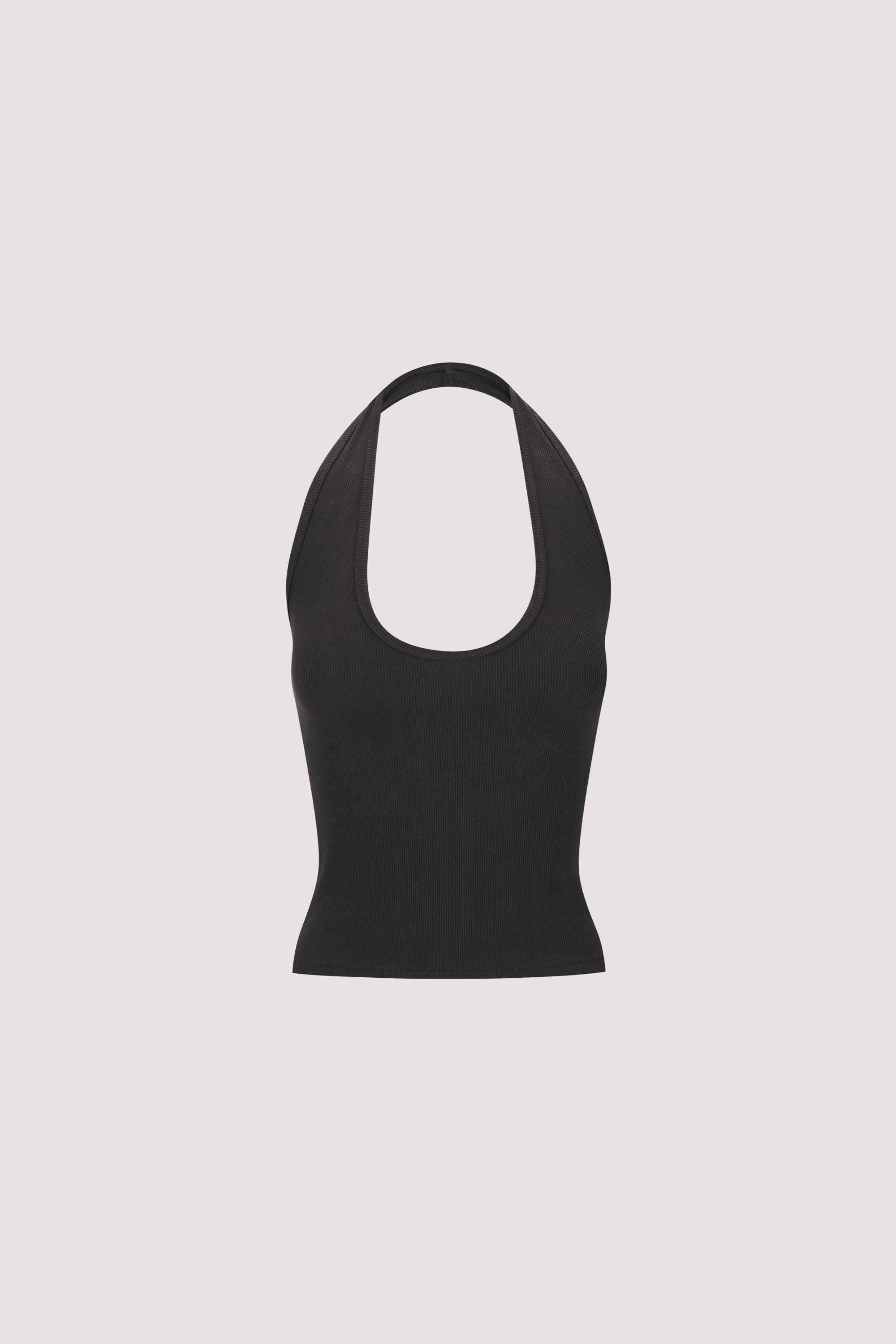 HARLAN BLACK KNIT HALTER TOP