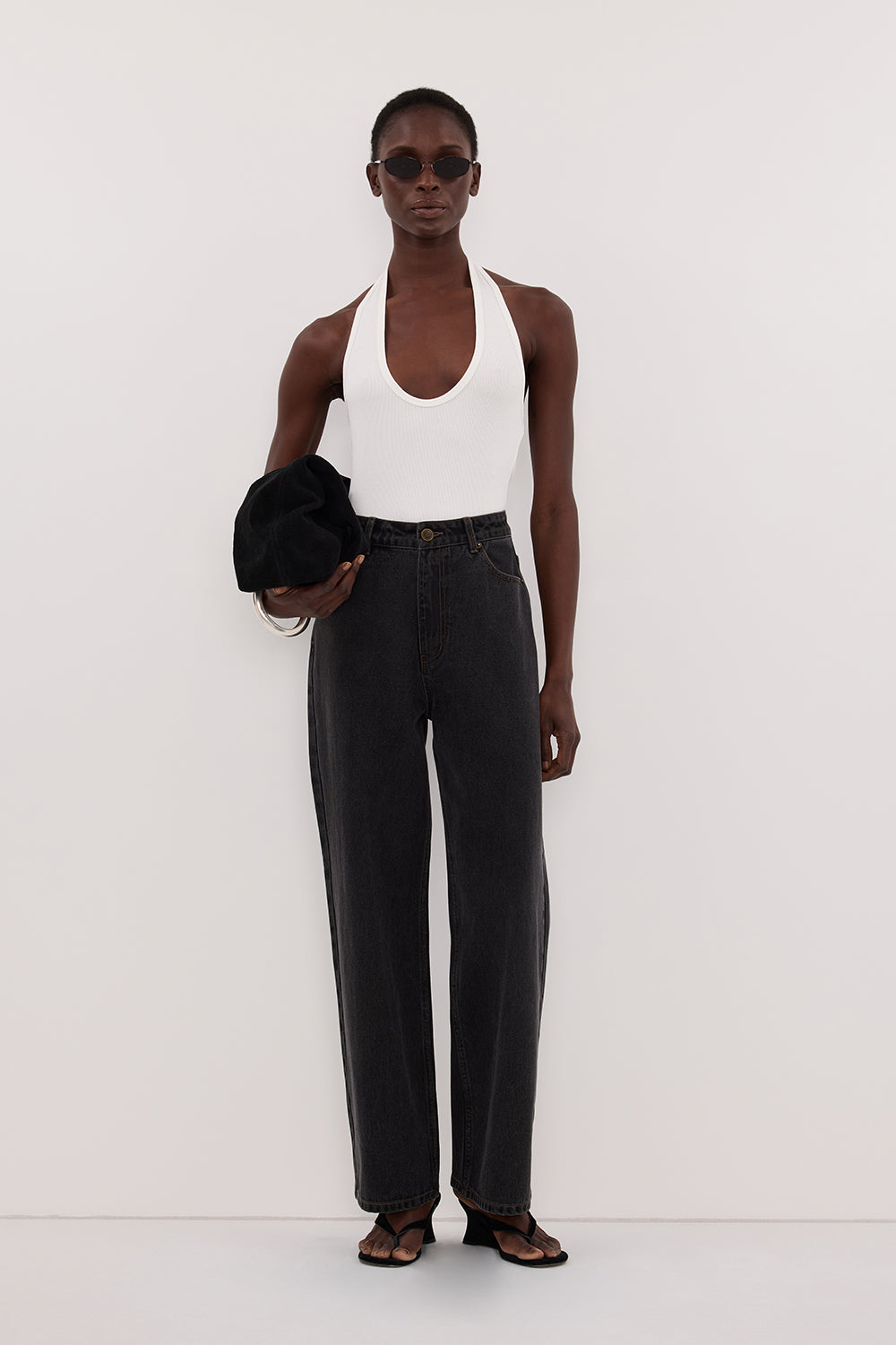 HARLAN OFF WHITE KNIT HALTER TOP