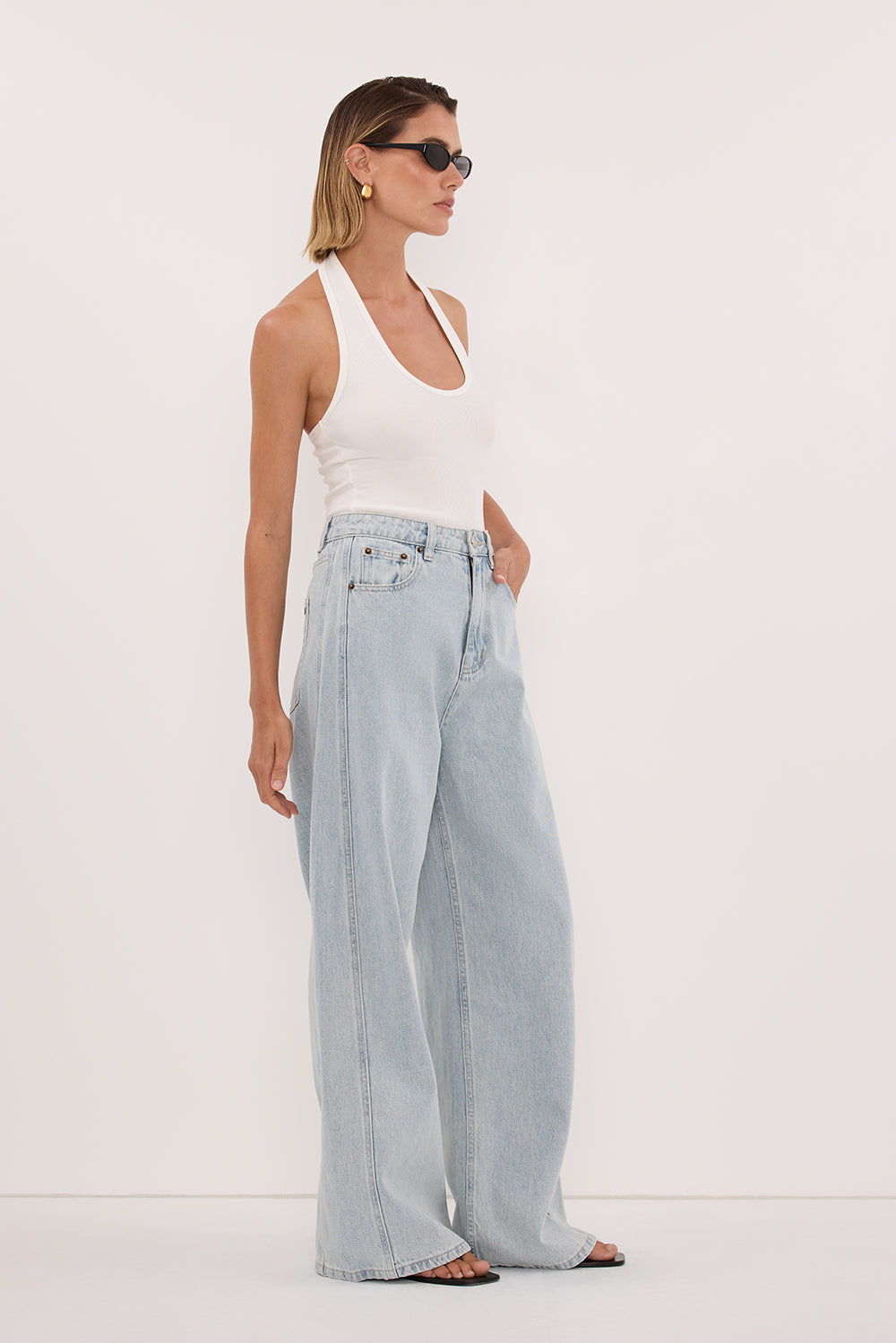 HARLAN OFF WHITE KNIT HALTER TOP