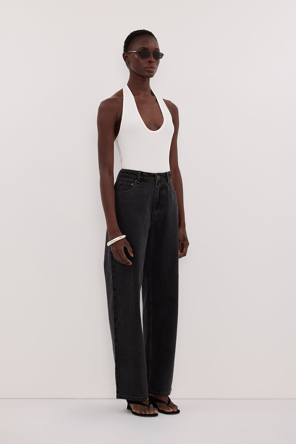 HARLAN OFF WHITE KNIT HALTER TOP