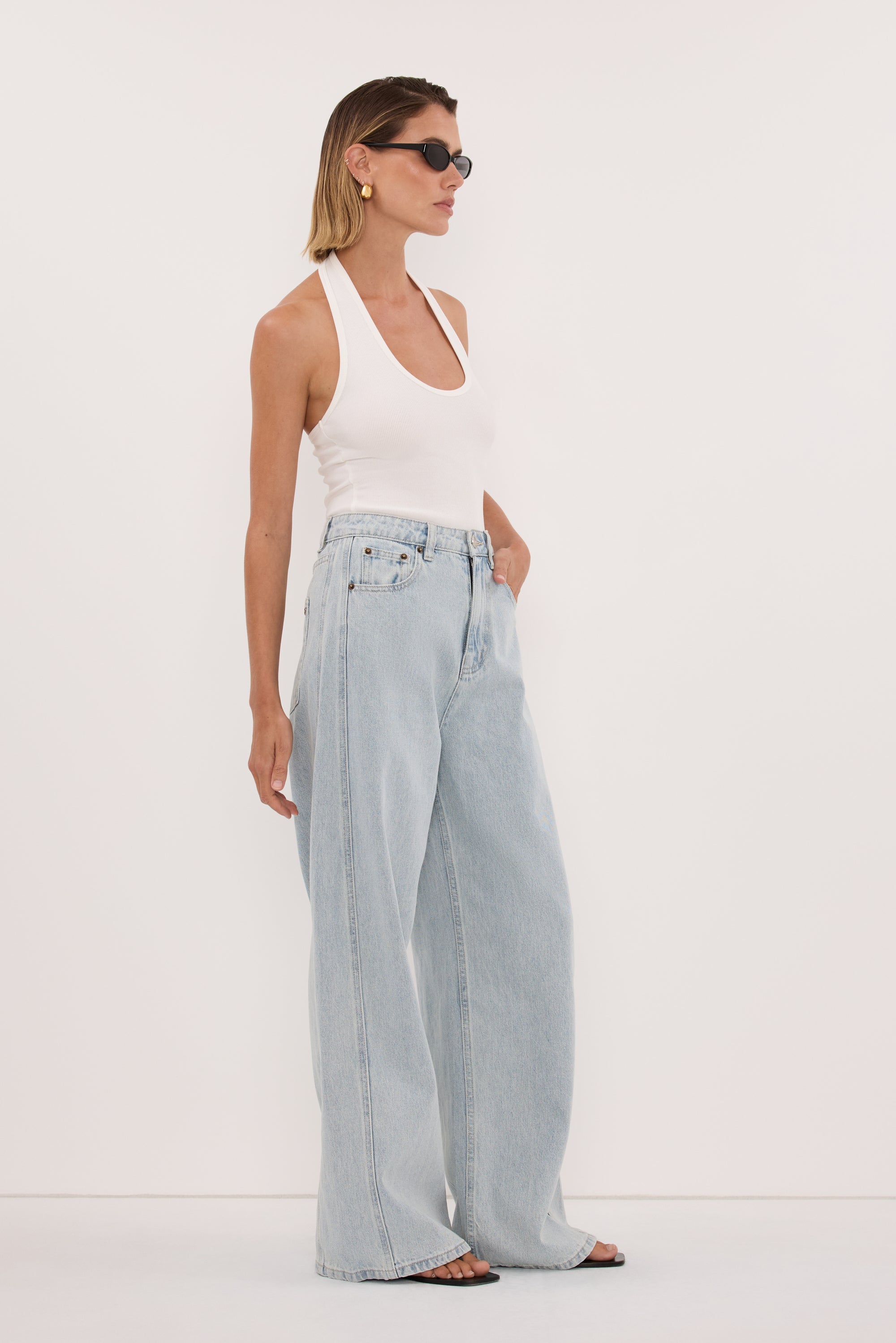 HARLAN OFF WHITE KNIT HALTER TOP