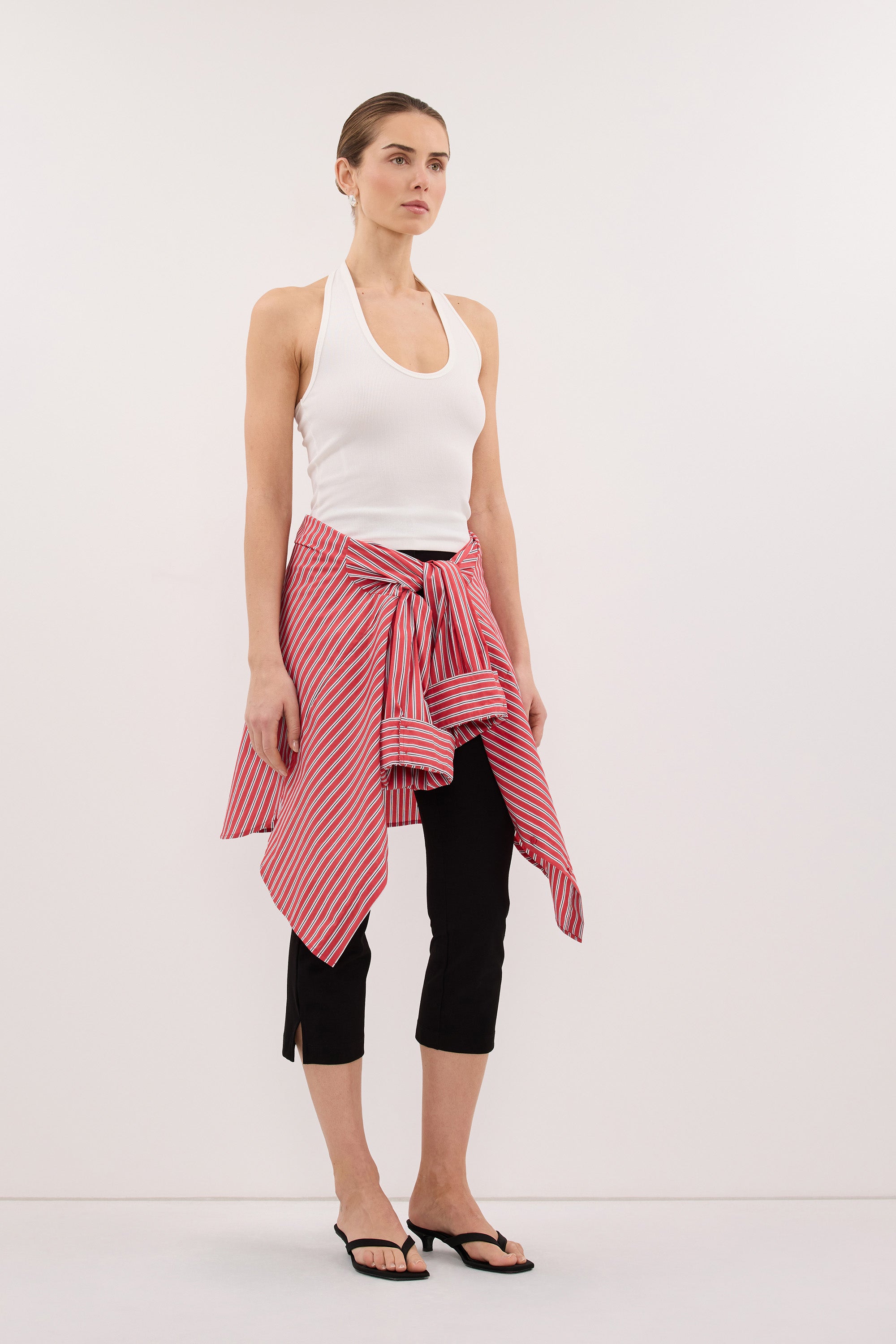 HARLAN OFF WHITE KNIT HALTER TOP