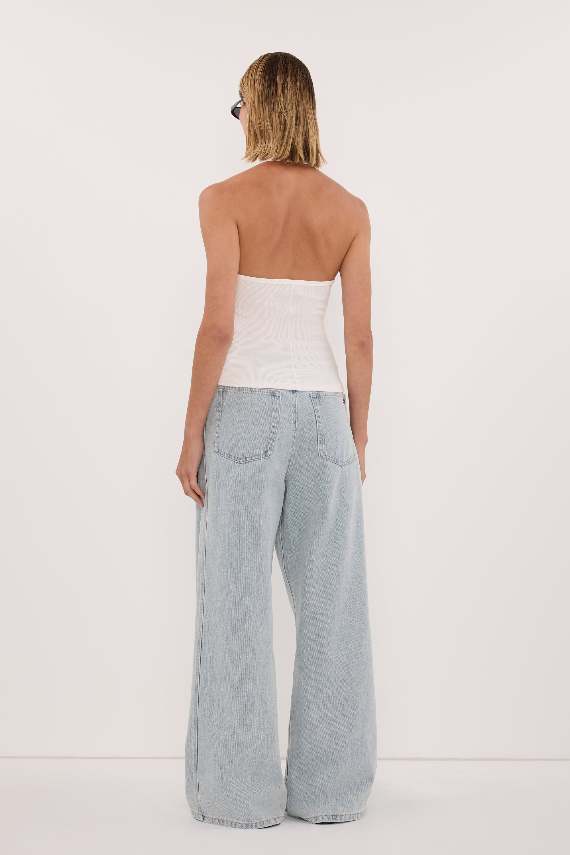 HARLAN OFF WHITE KNIT HALTER TOP