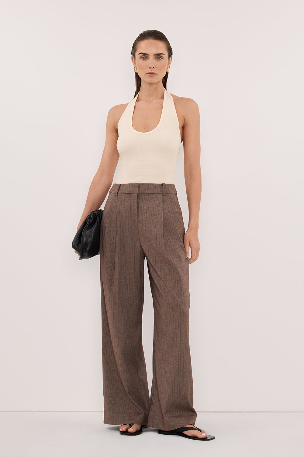 HARLAN SANDSTONE KNIT HALTER TOP