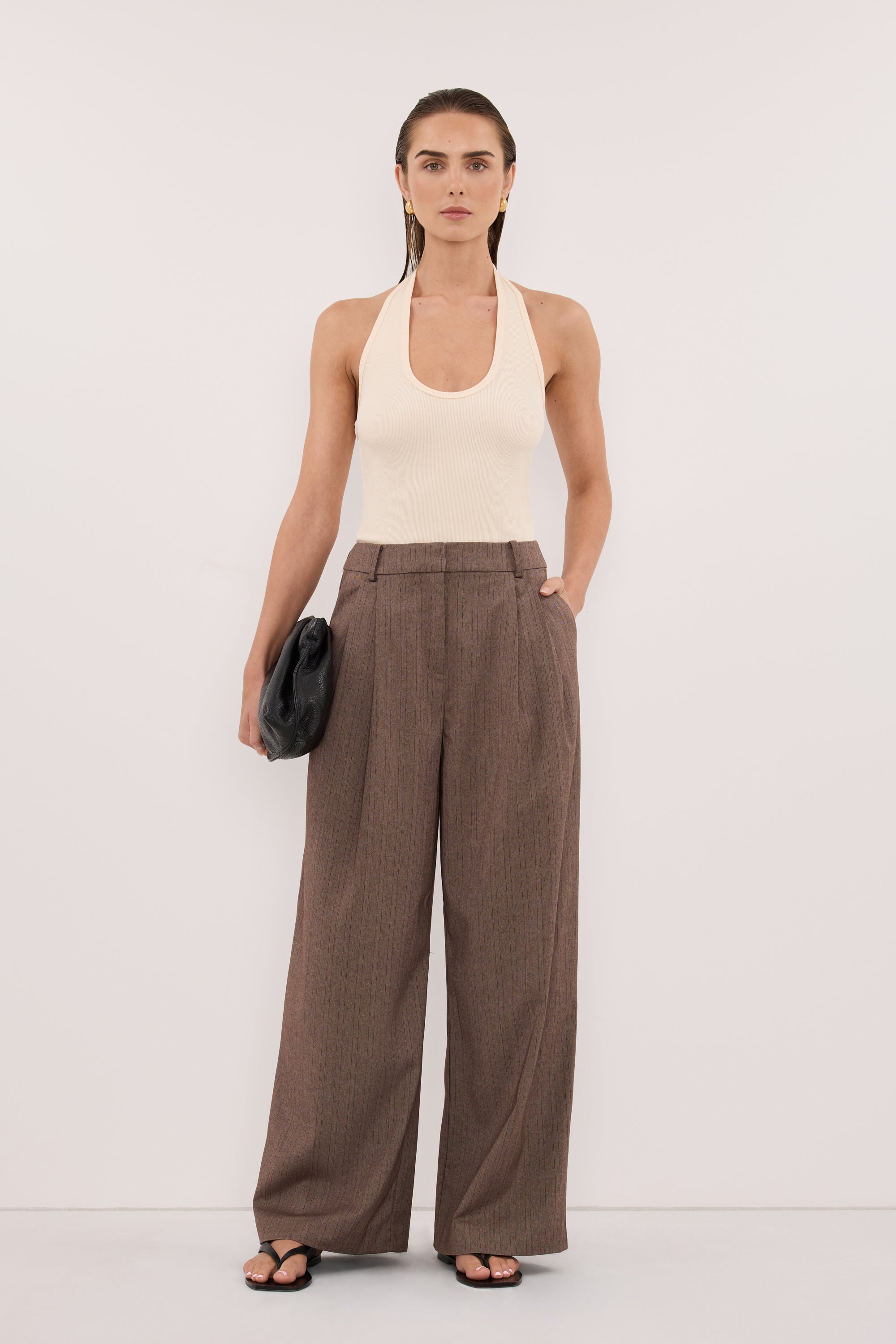 HARLAN SANDSTONE KNIT HALTER TOP