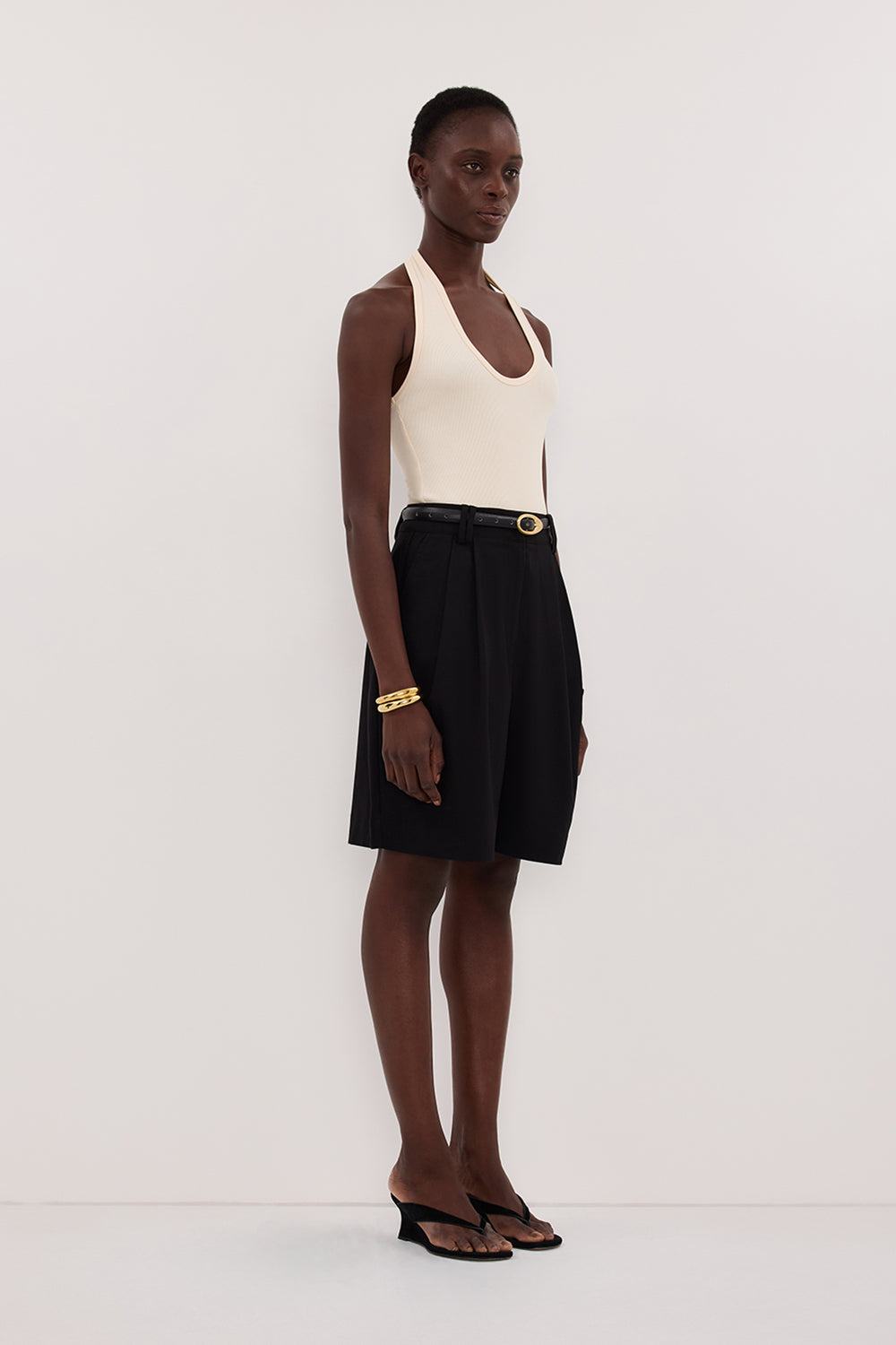 HARLAN SANDSTONE KNIT HALTER TOP