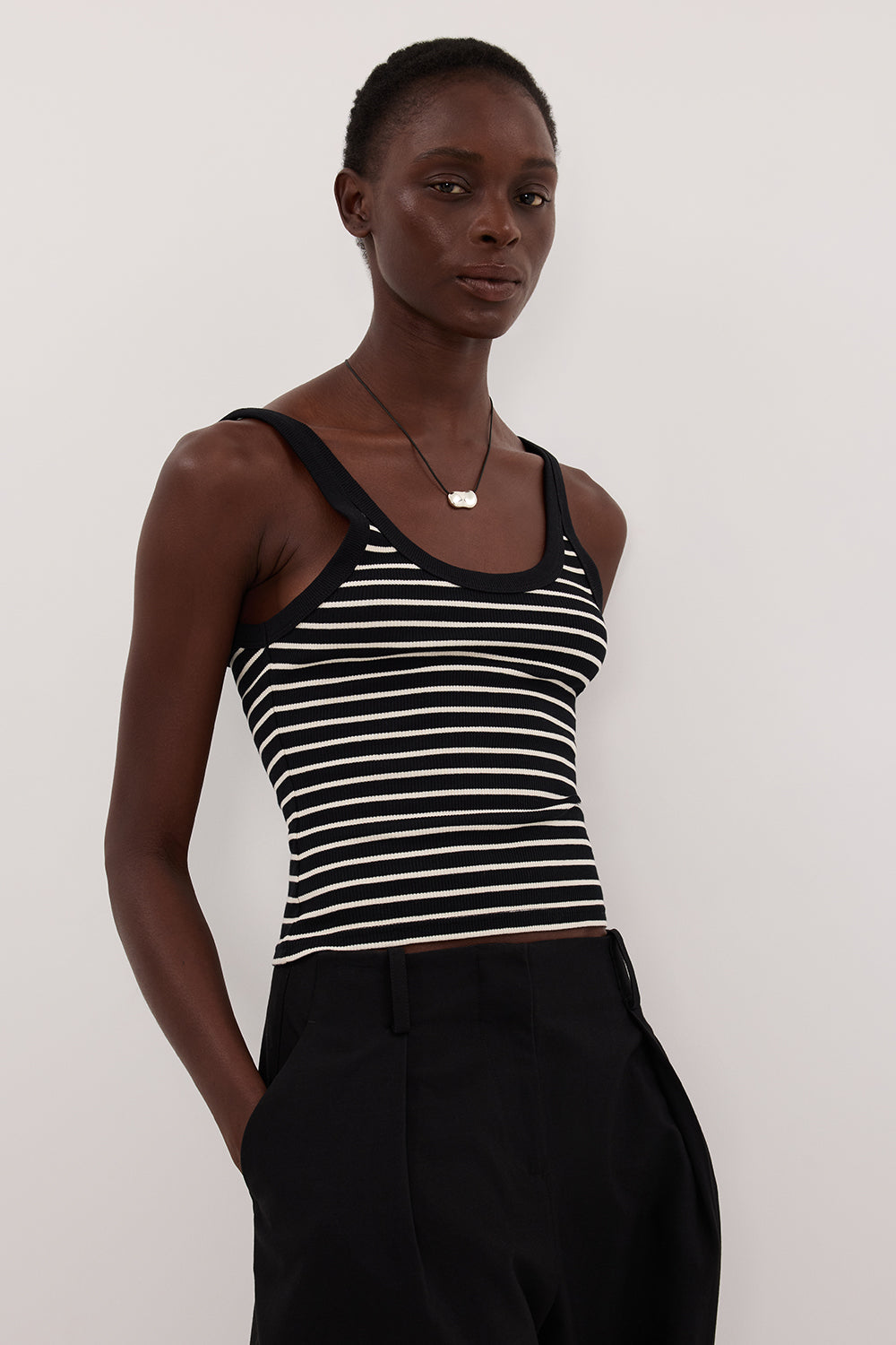 PENNY BLACK SLEEVELESS STRIPE KNIT TANK TOP