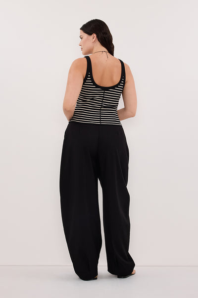 Jasmine wearing PENNY BLACK SLEEVELESS STRIPE KNIT TANK TOP