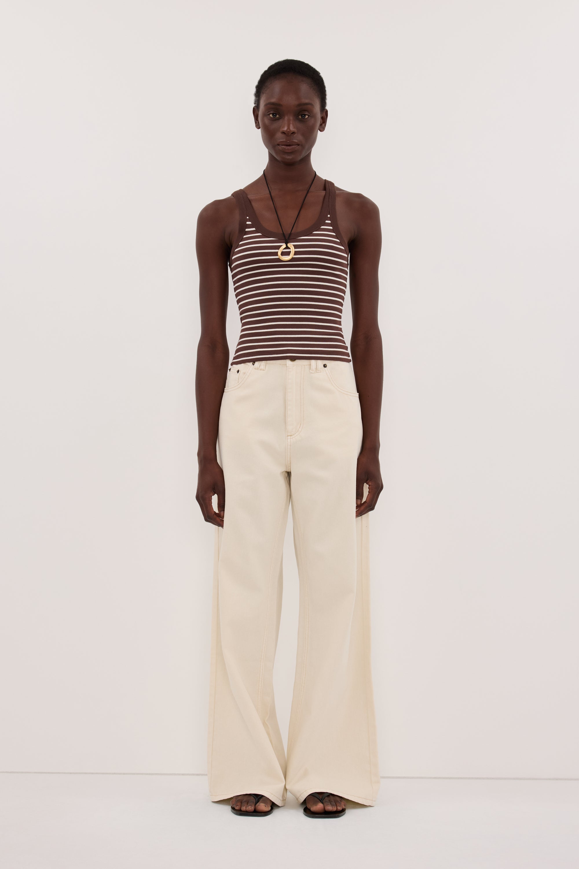 PENNY CHOC SLEEVELESS STRIPE KNIT TANK TOP