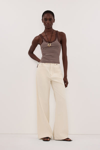 PENNY CHOC/CREAM STRIPE KNIT TANK – DISSH