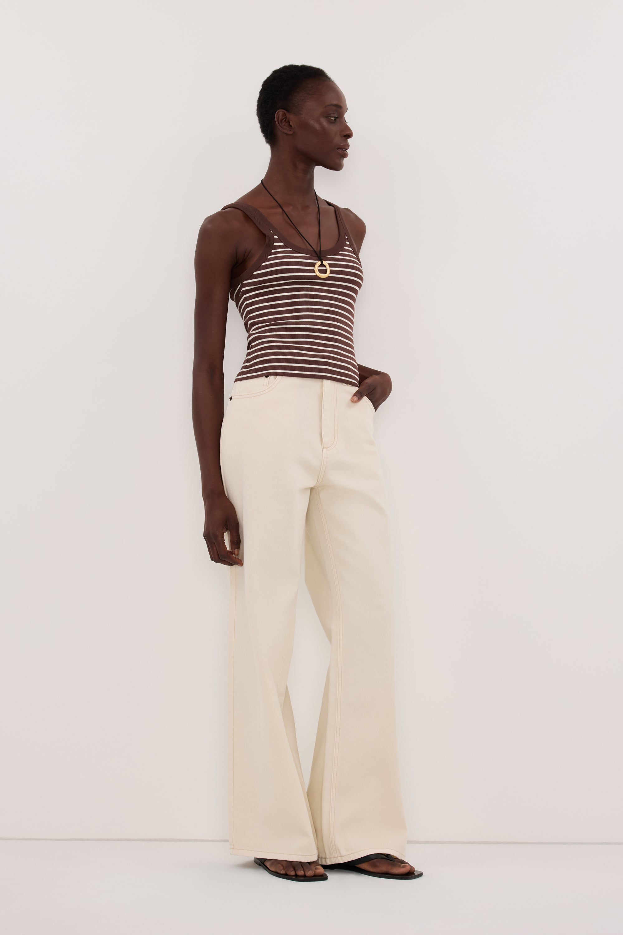 PENNY CHOC SLEEVELESS STRIPE KNIT TANK TOP