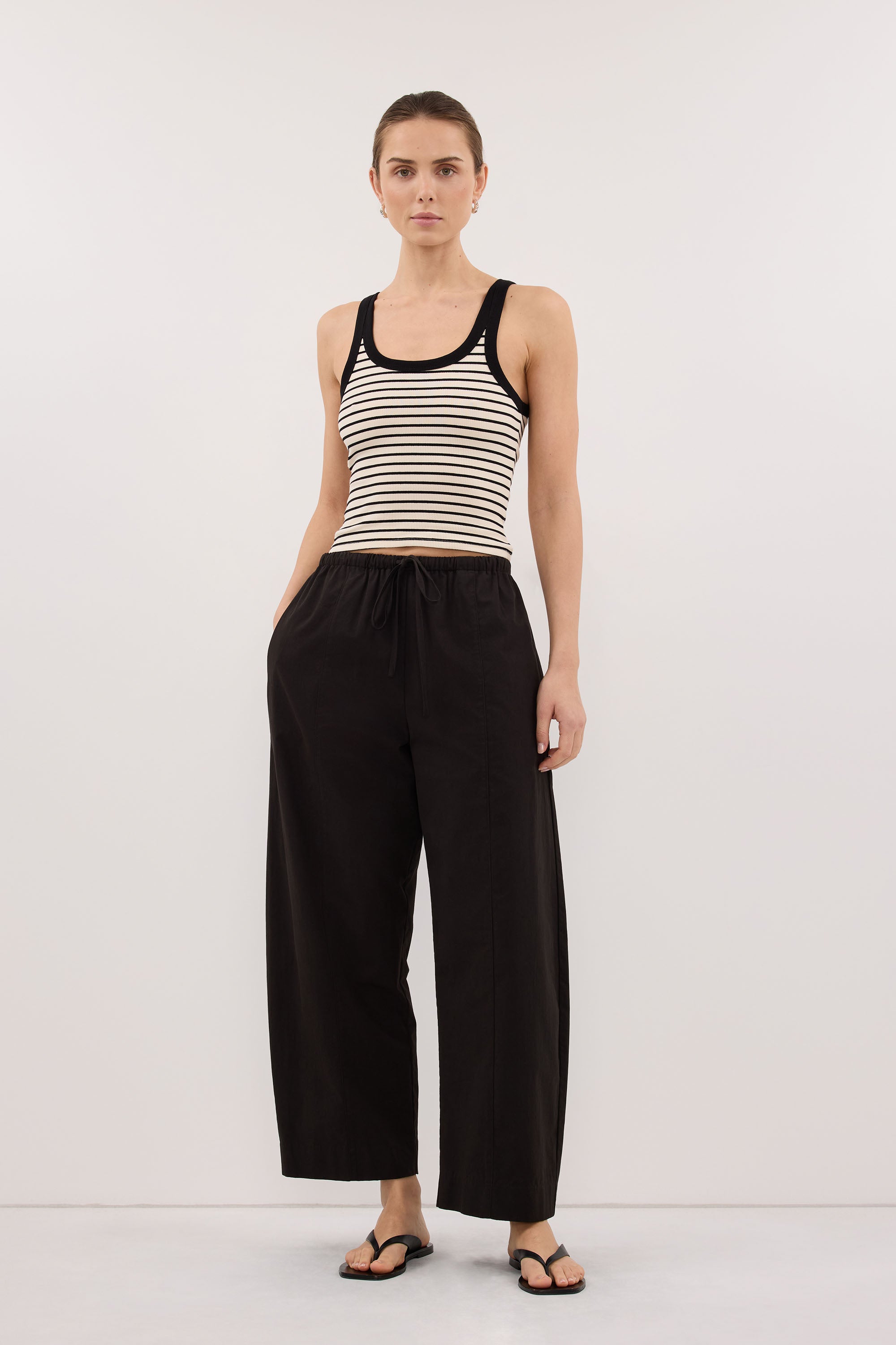 PENNY CREAM SLEEVELESS STRIPE KNIT TANK TOP