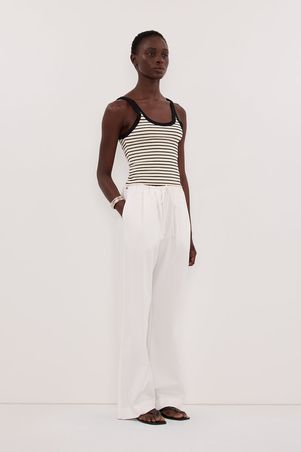 PENNY CREAM SLEEVELESS STRIPE KNIT TANK TOP