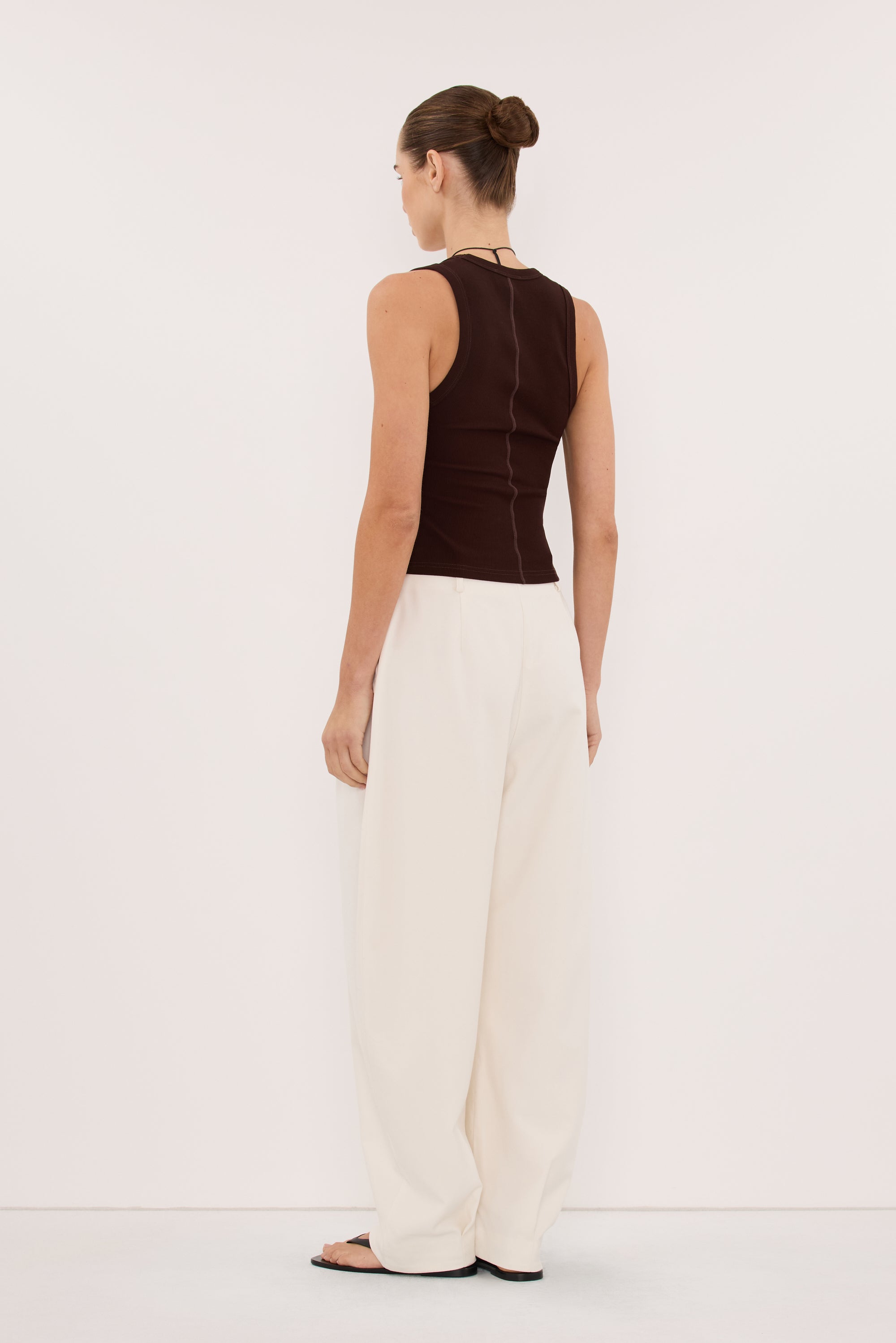 YASMIN BURNT CHOC SLEEVELESS KNIT TANK
