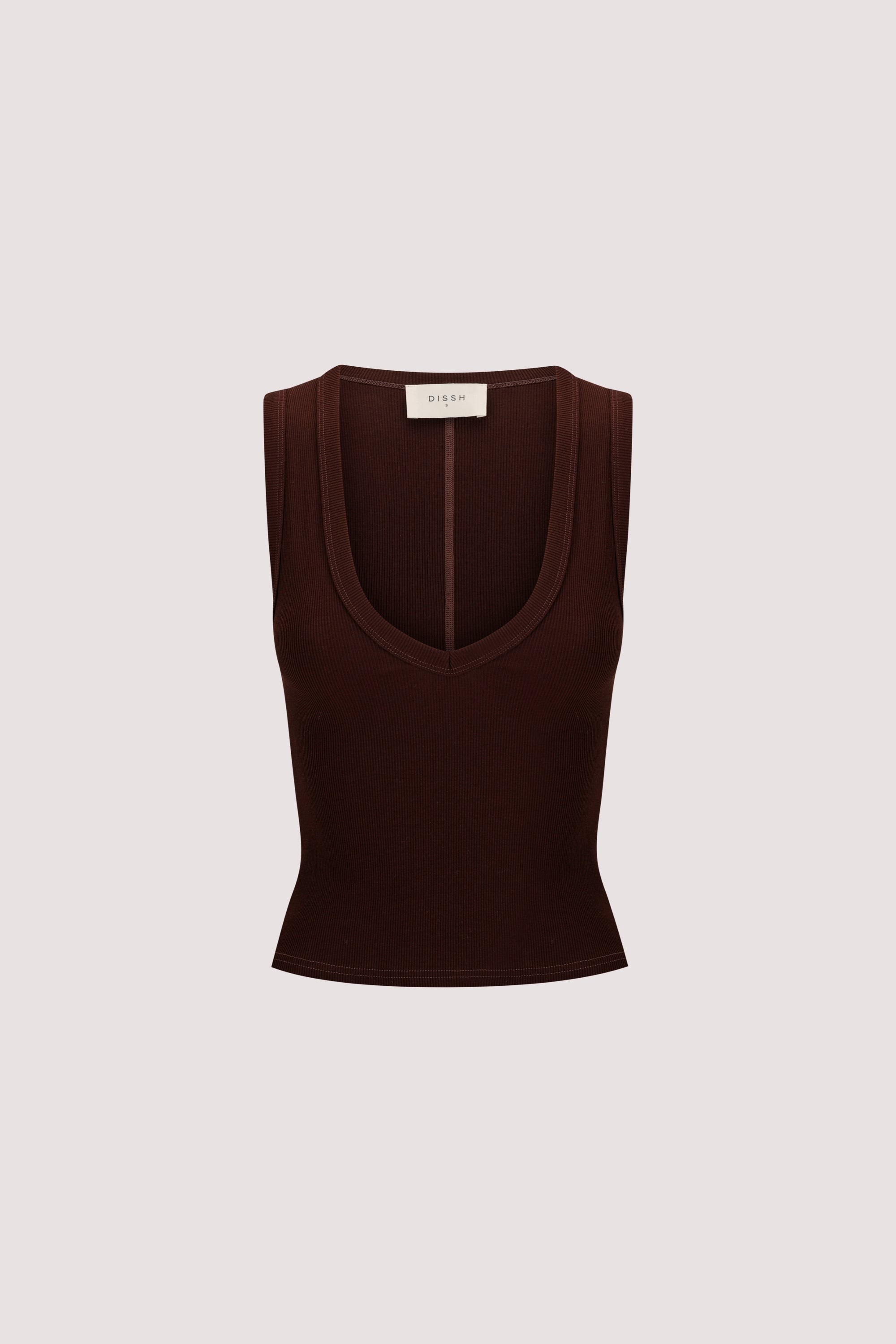 YASMIN BURNT CHOC SLEEVELESS KNIT TANK