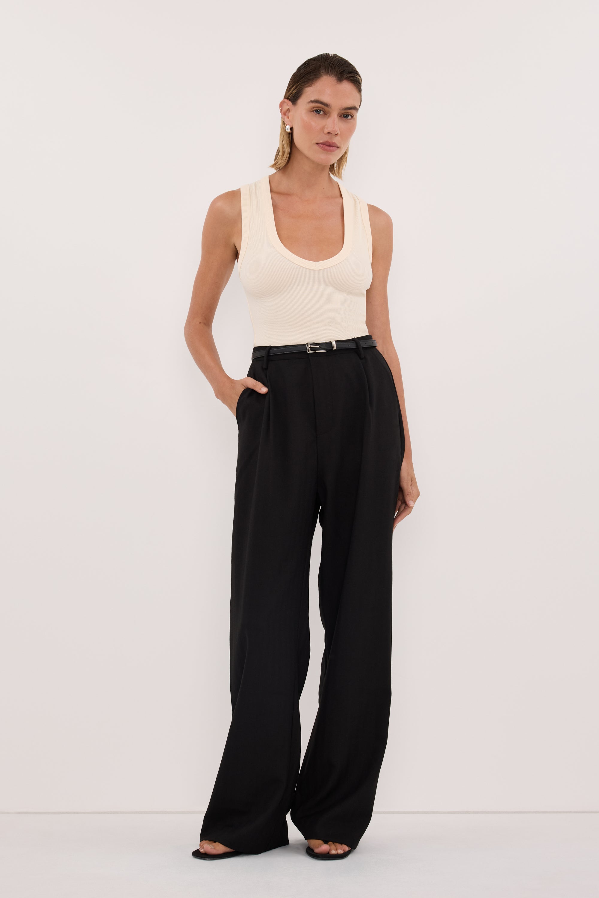 YASMIN SANDSTONE SLEEVELESS KNIT TANK
