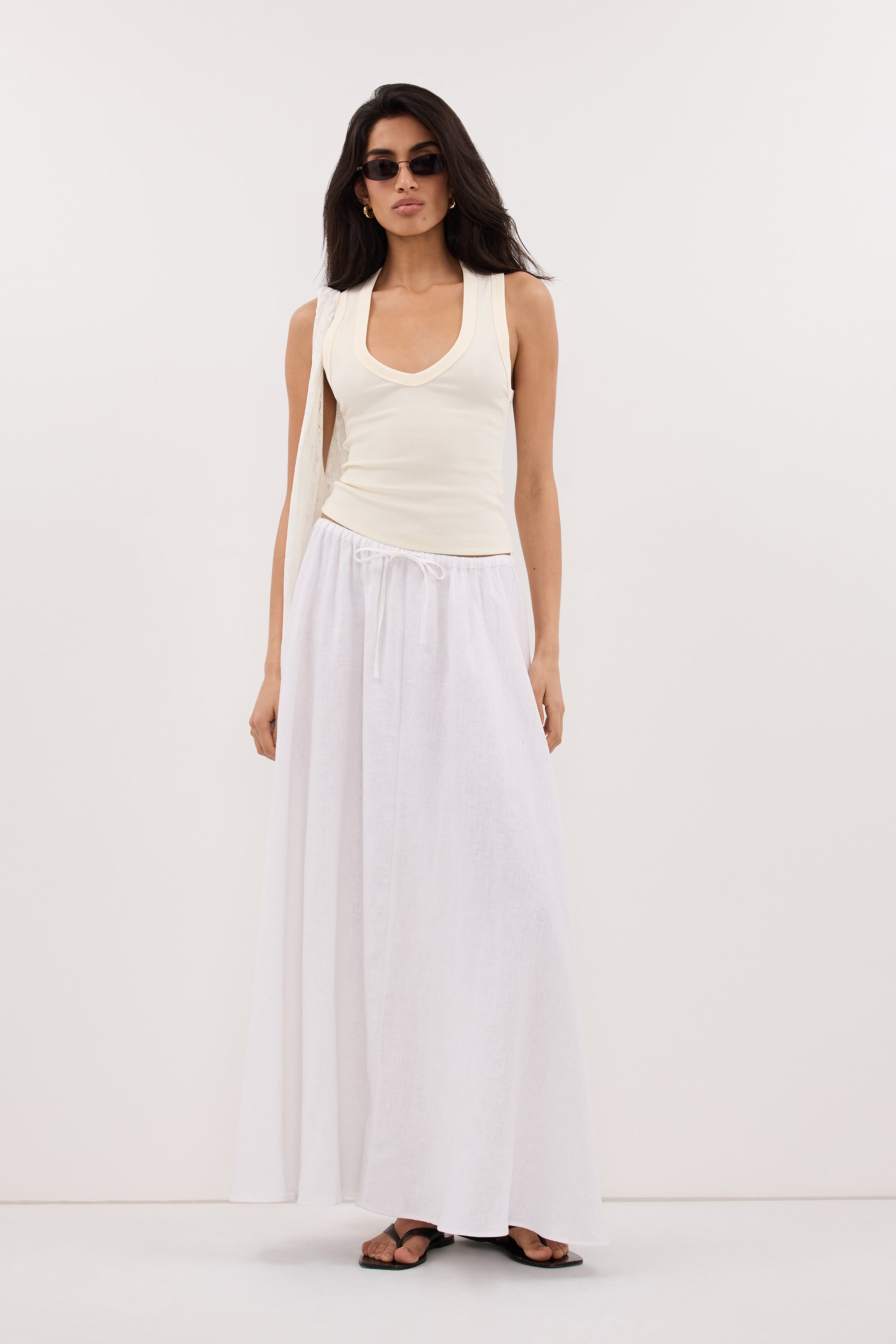 YASMIN STRAW SLEEVELESS KNIT TANK TOP