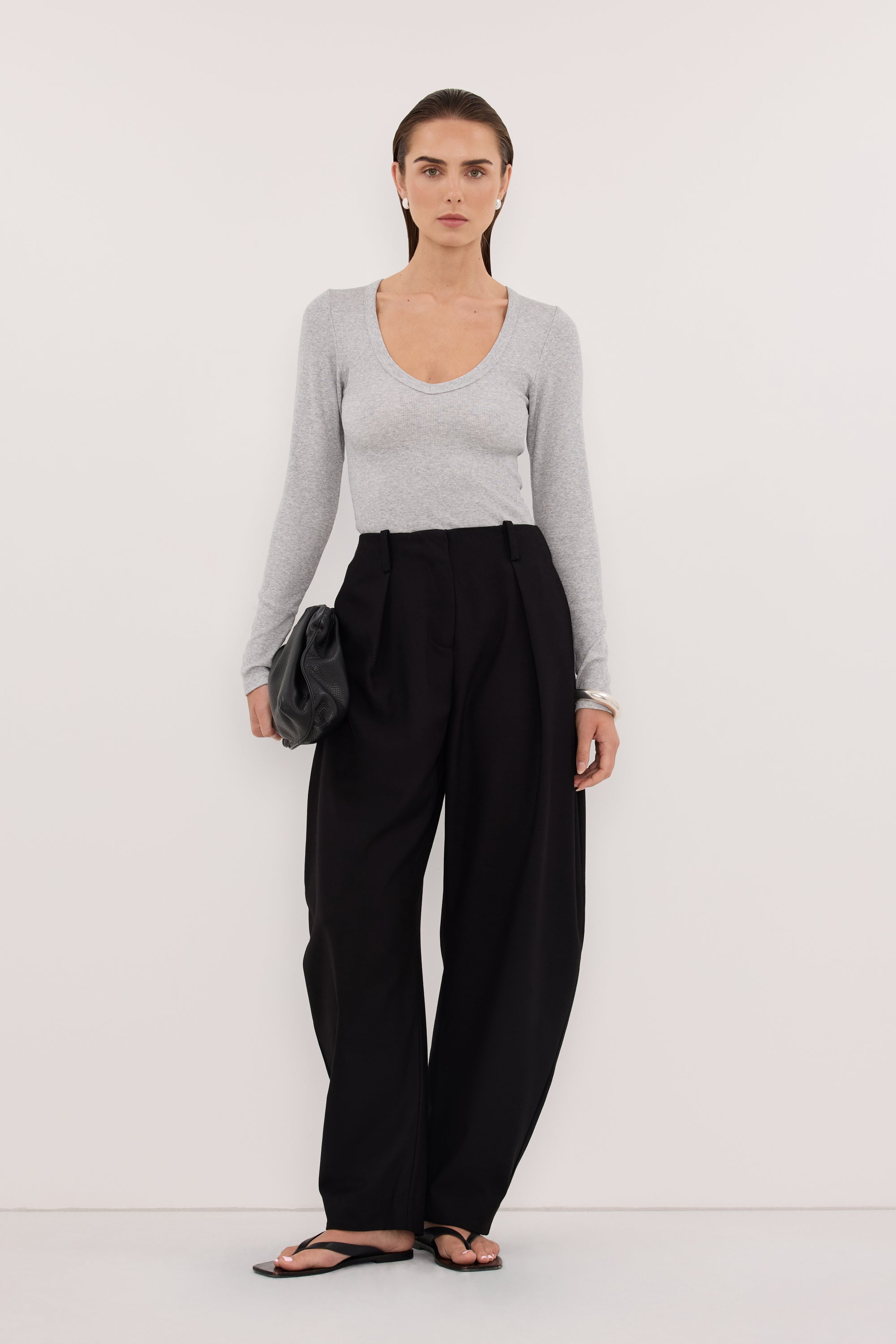 YASMIN SILVER MARLE LONG SLEEVE TOP