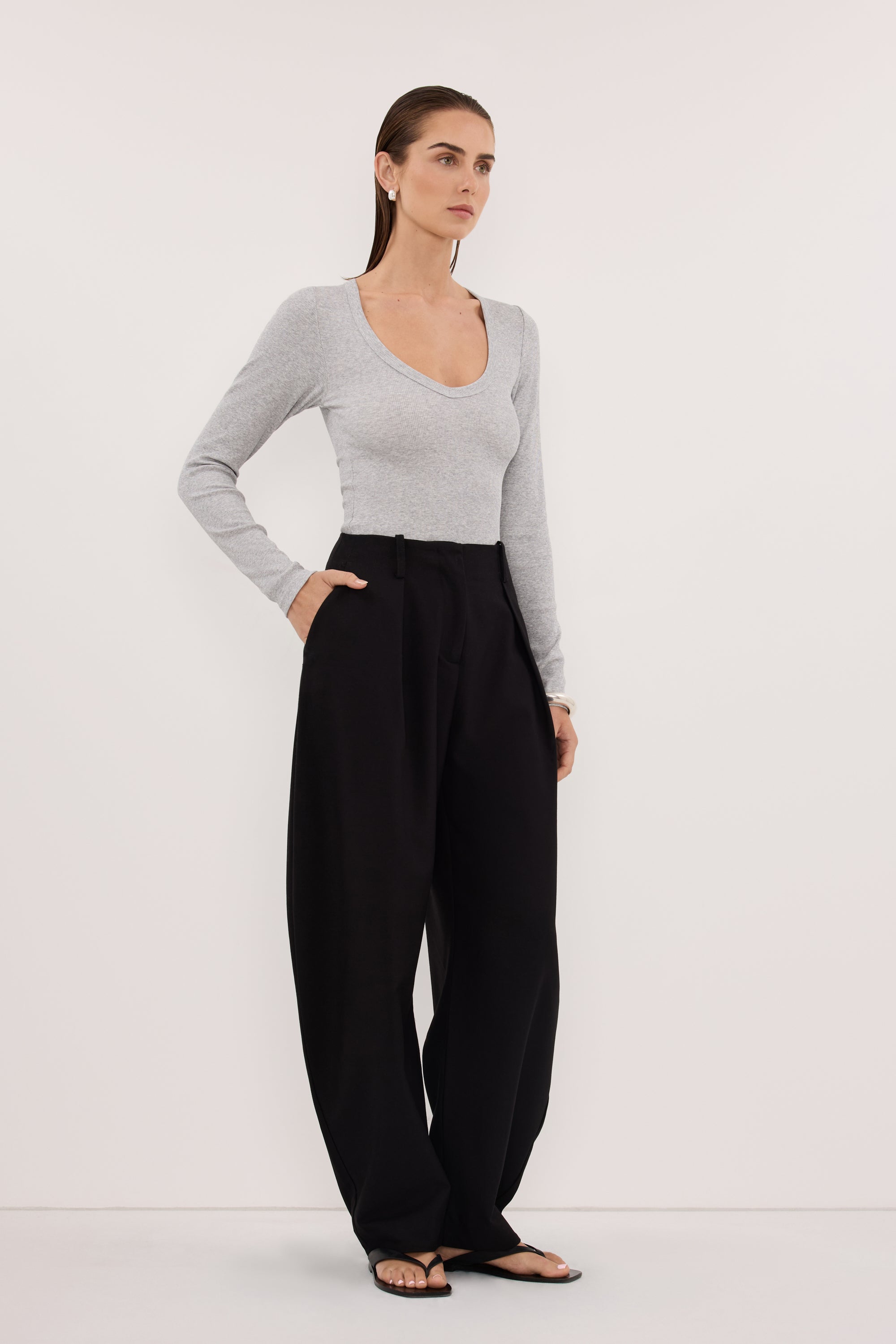 YASMIN SILVER MARLE LONG SLEEVE TOP
