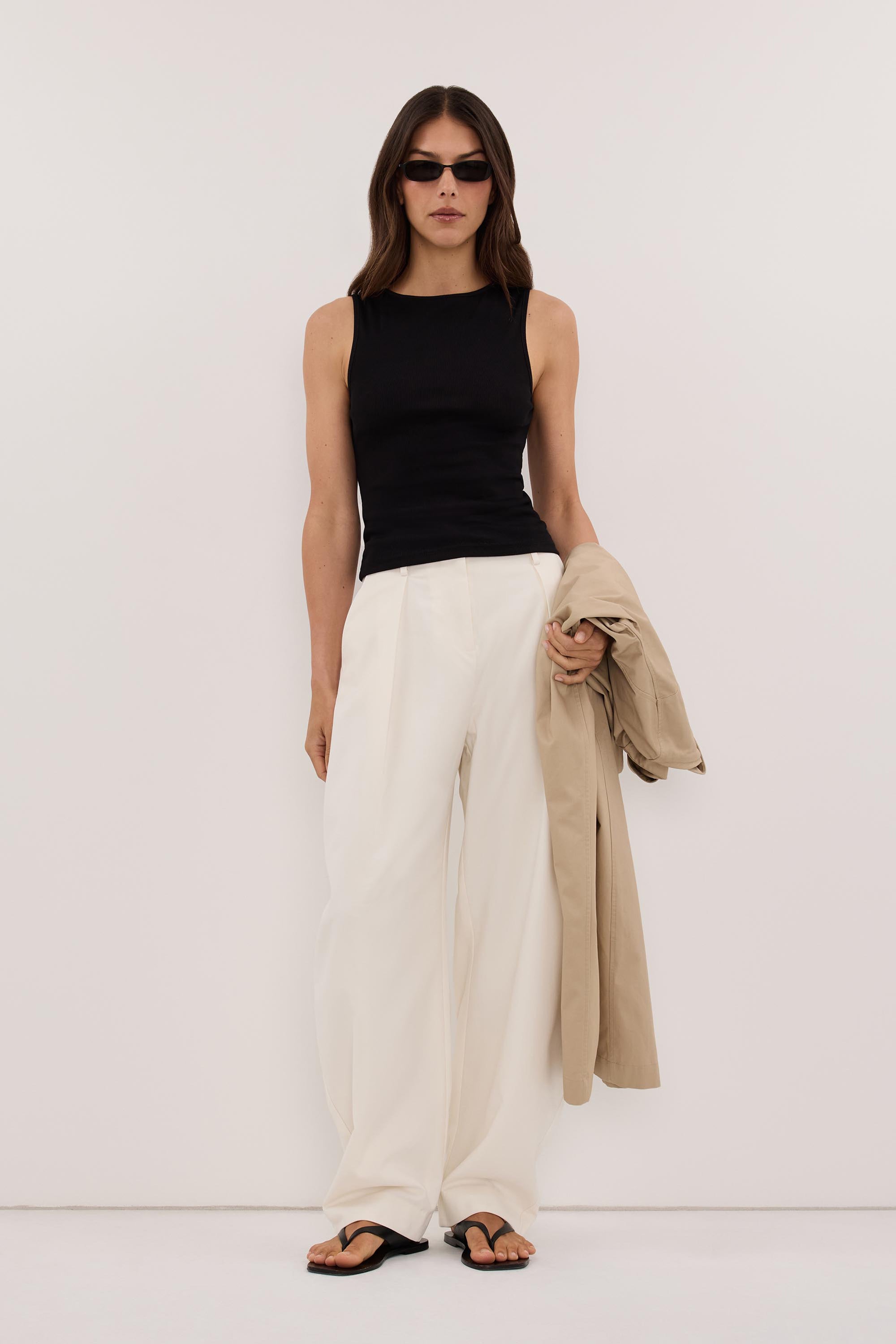 AMARA BLACK BOAT NECK KNIT TANK