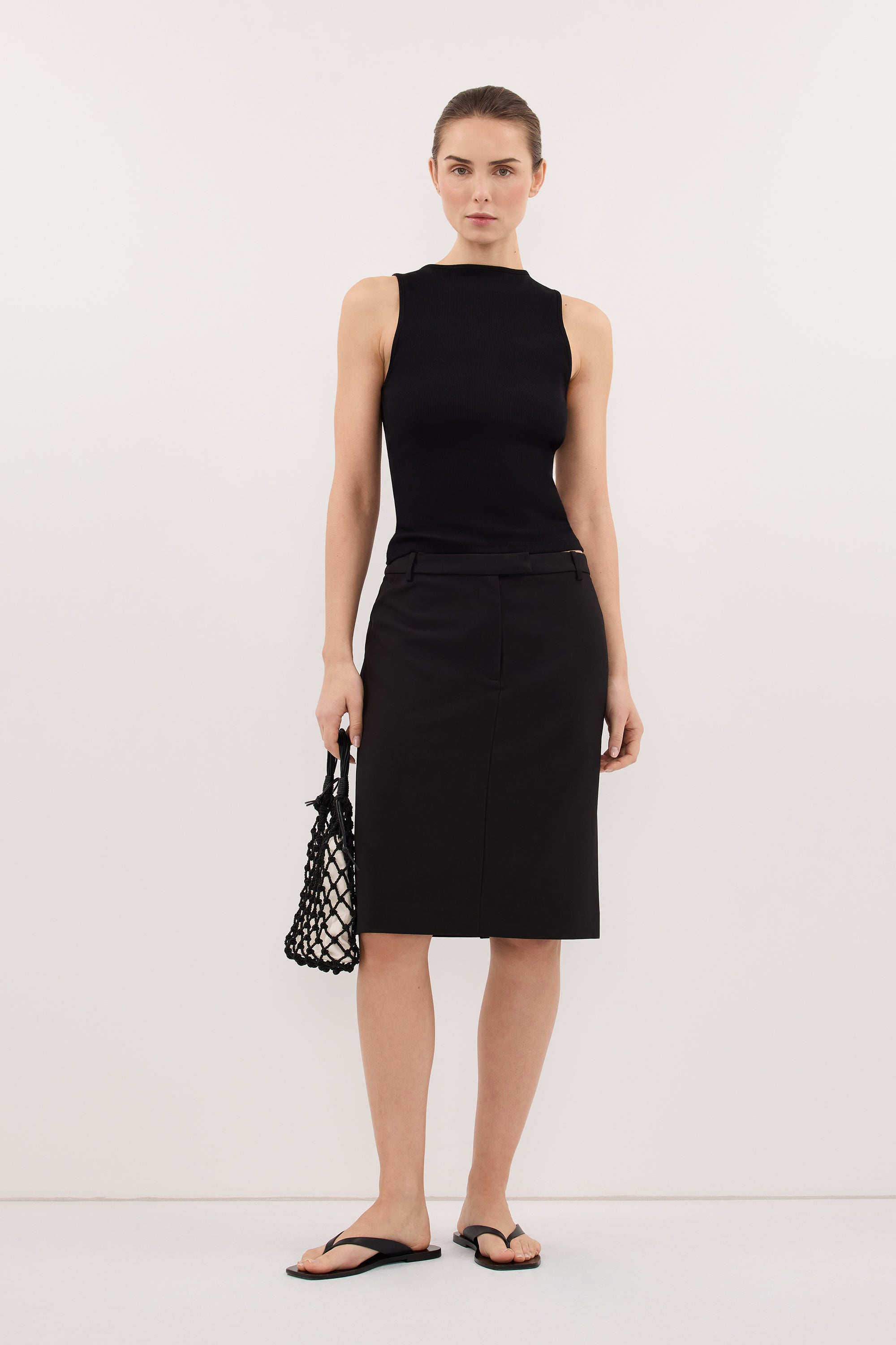 AMARA BLACK BOAT NECK KNIT TANK