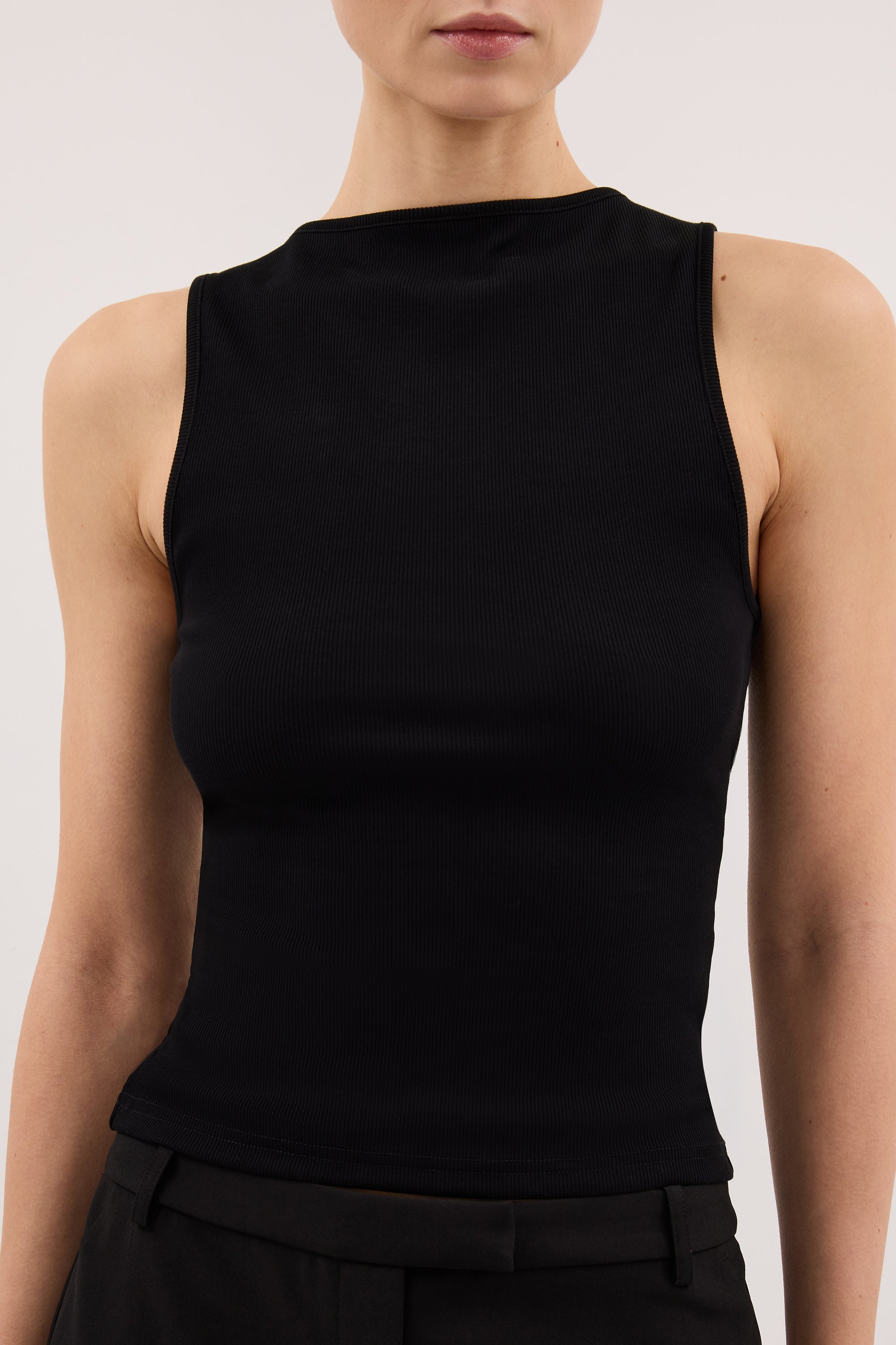 AMARA BLACK BOAT NECK KNIT TANK