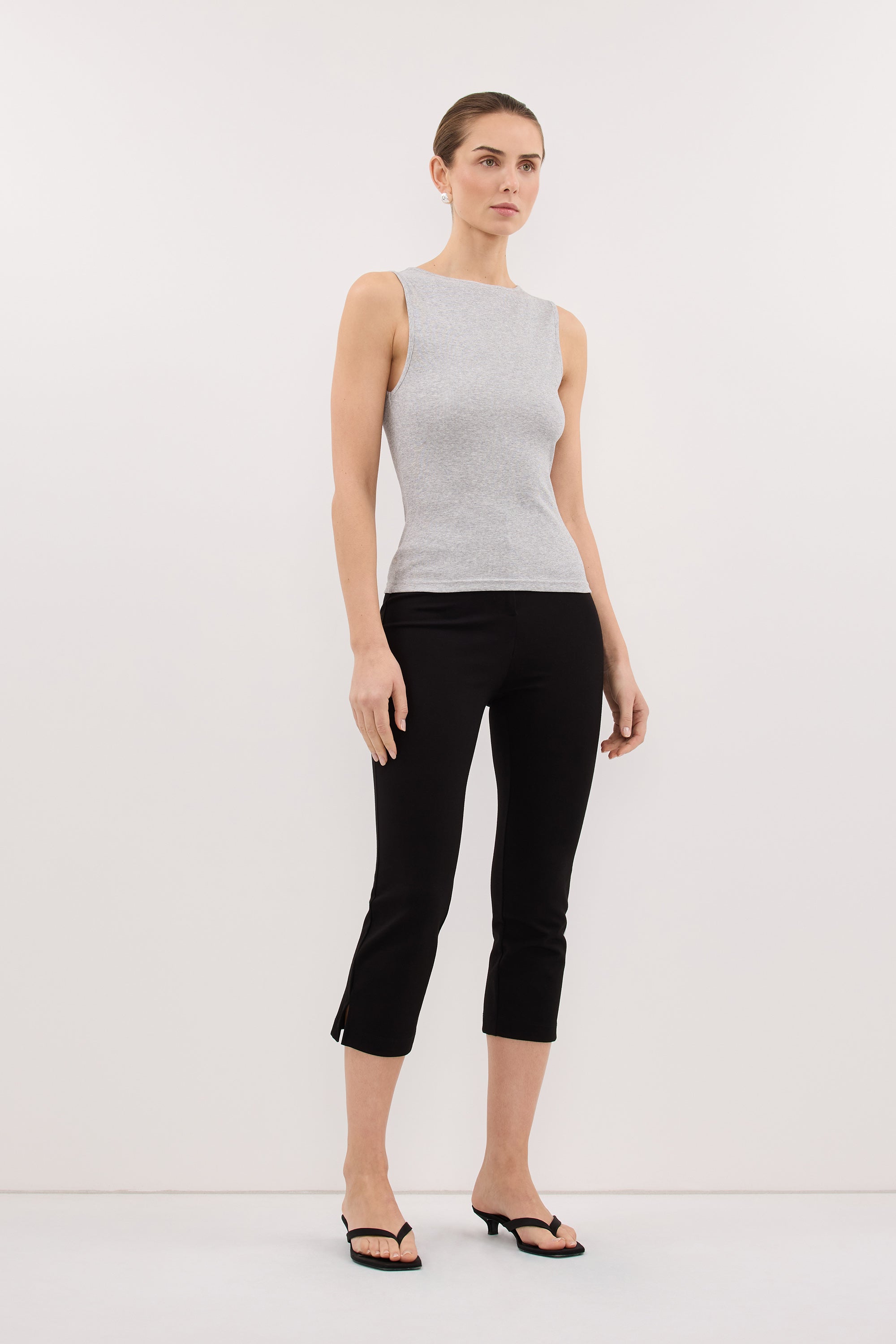 AMARA GREY MARLE BOAT NECK KNIT TANK