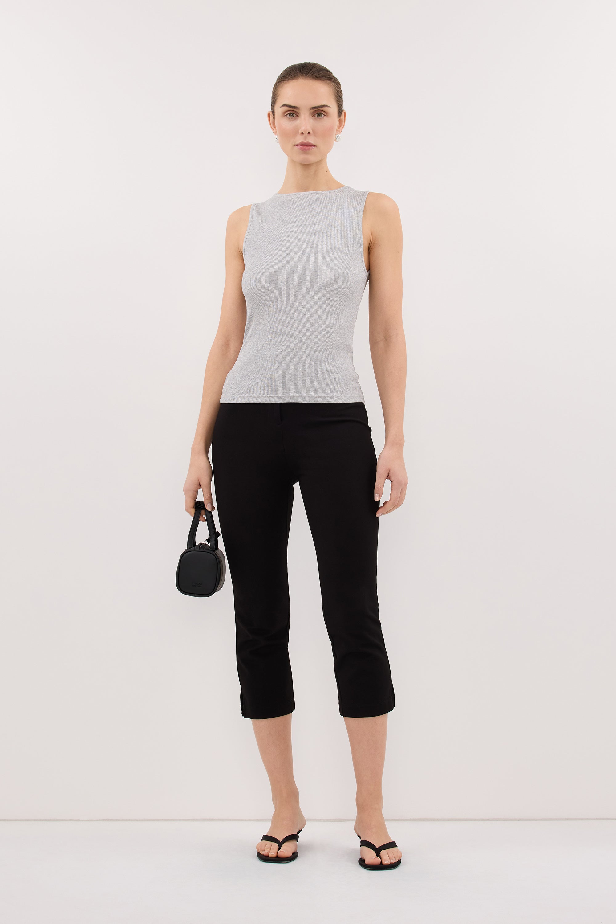 AMARA GREY MARLE BOAT NECK KNIT TANK