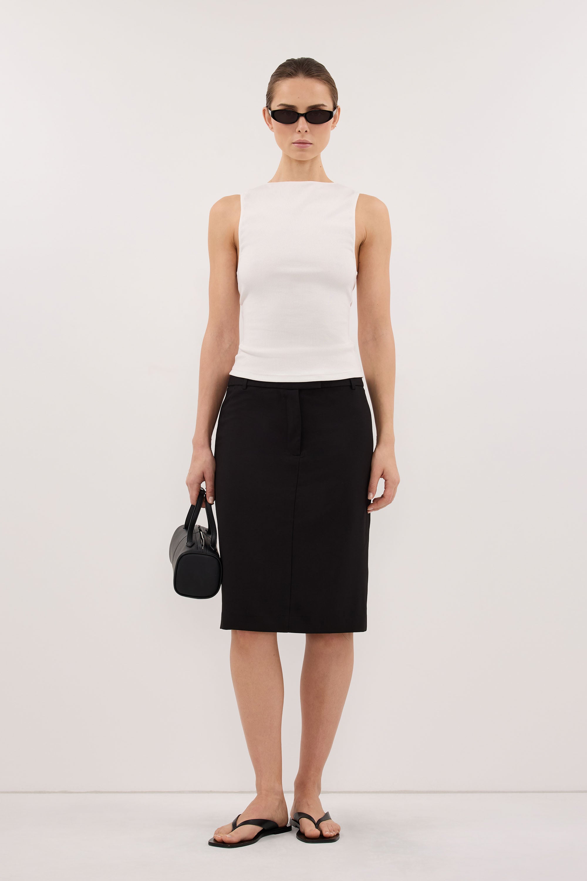 AMARA OFF WHITE BOAT NECK KNIT TANK