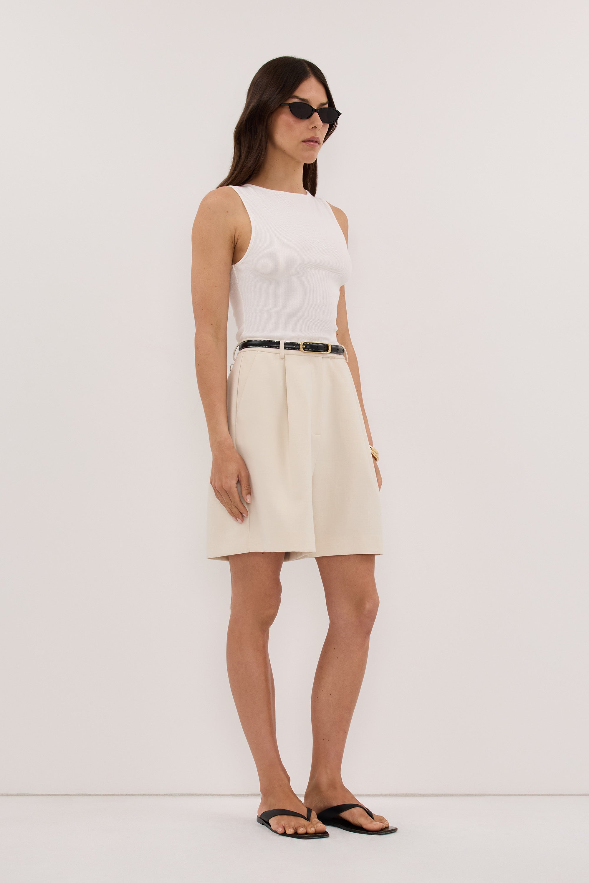 AMARA OFF WHITE BOAT NECK KNIT TANK