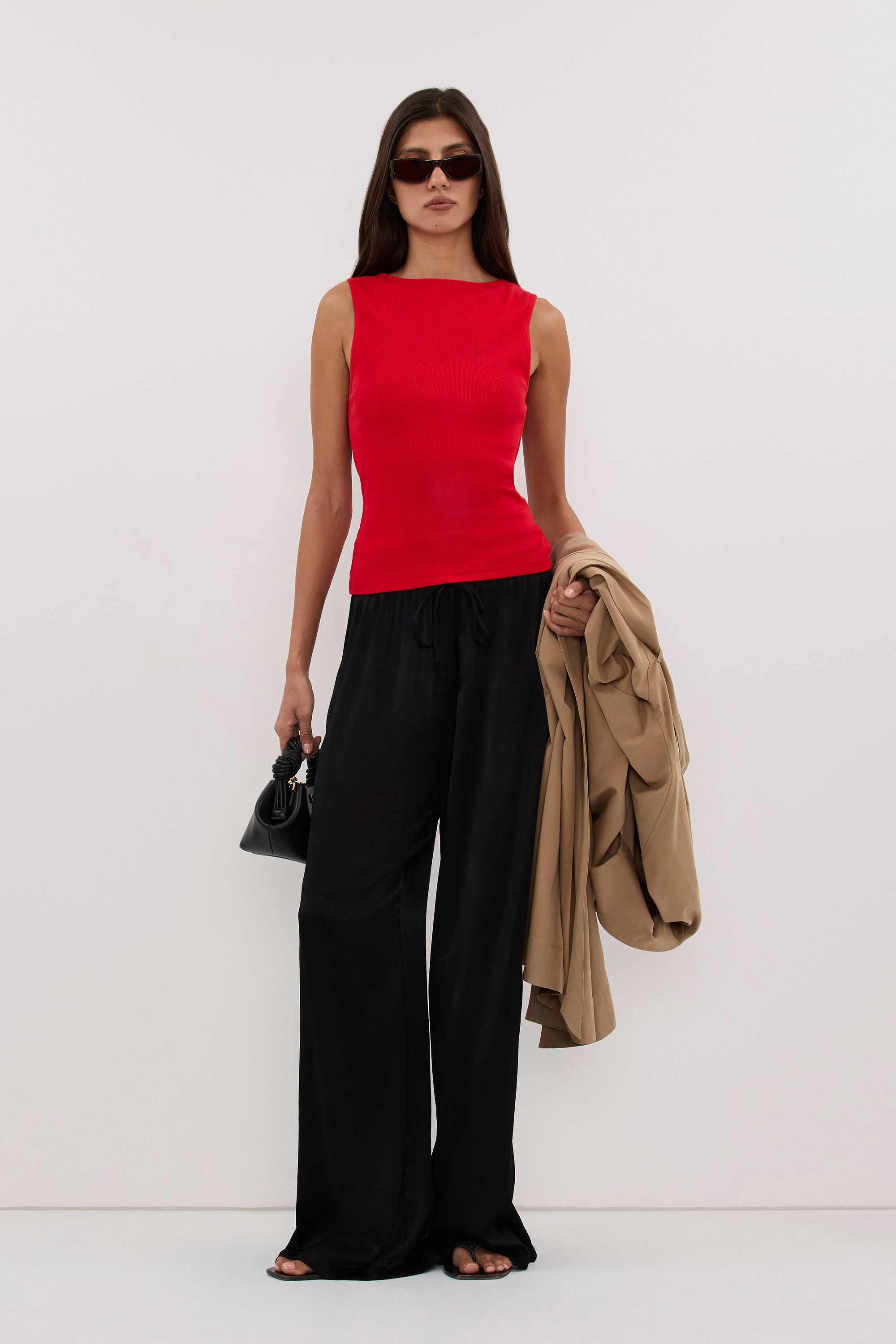 AMARA RED BOAT NECK KNIT TANK