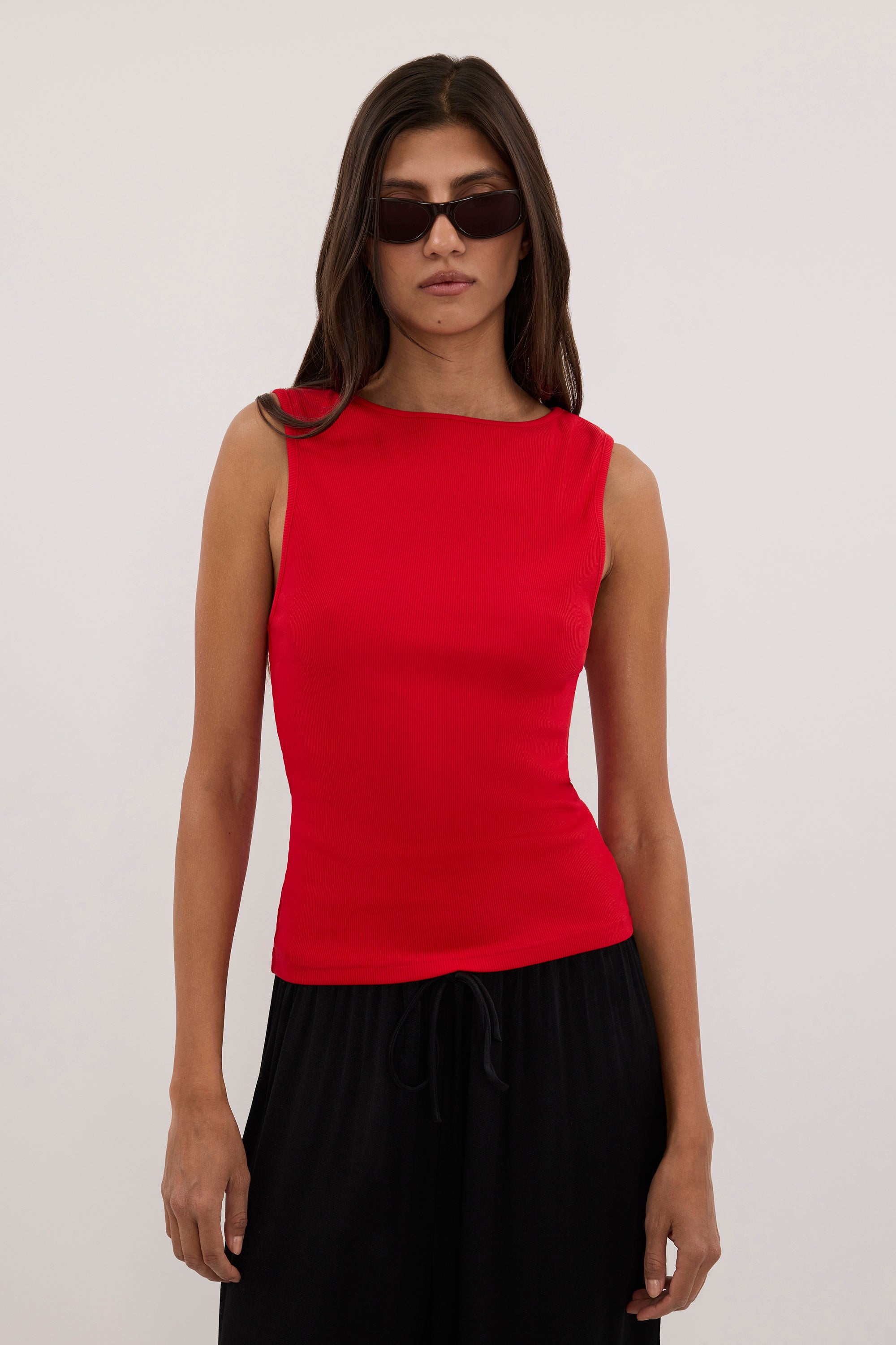 AMARA RED BOAT NECK KNIT TANK