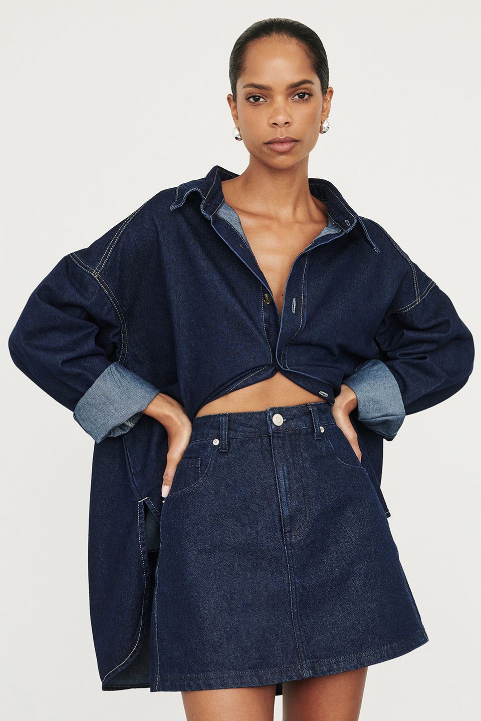 MASON INDIGO DENIM MINI SKIRT