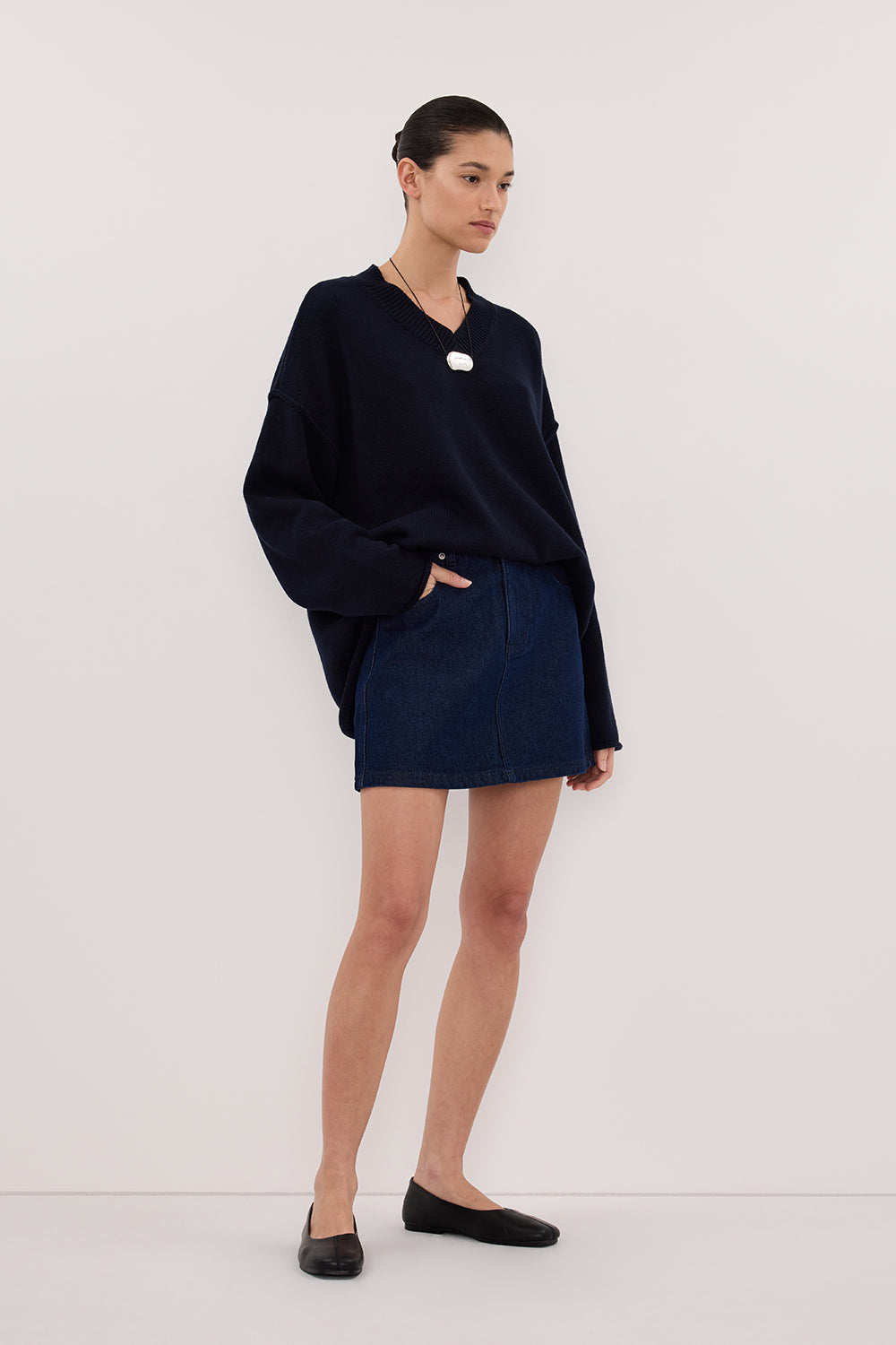 MASON INDIGO DENIM MINI SKIRT