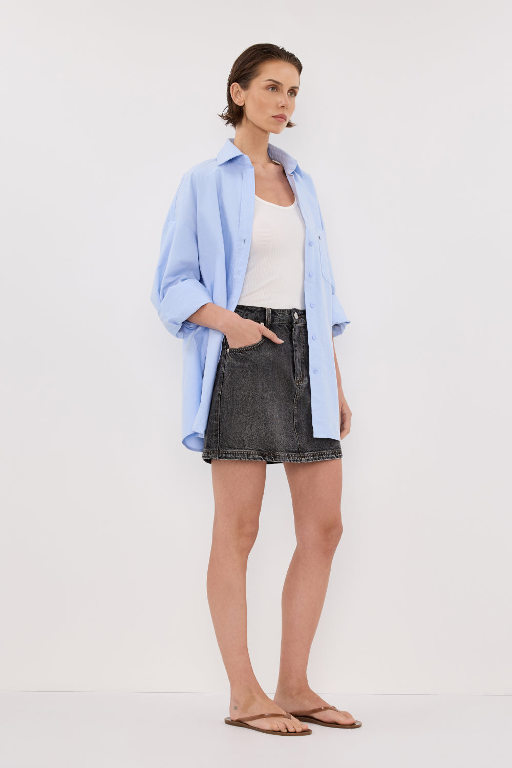 MASON WASHED BLACK DENIM MINI SKIRT