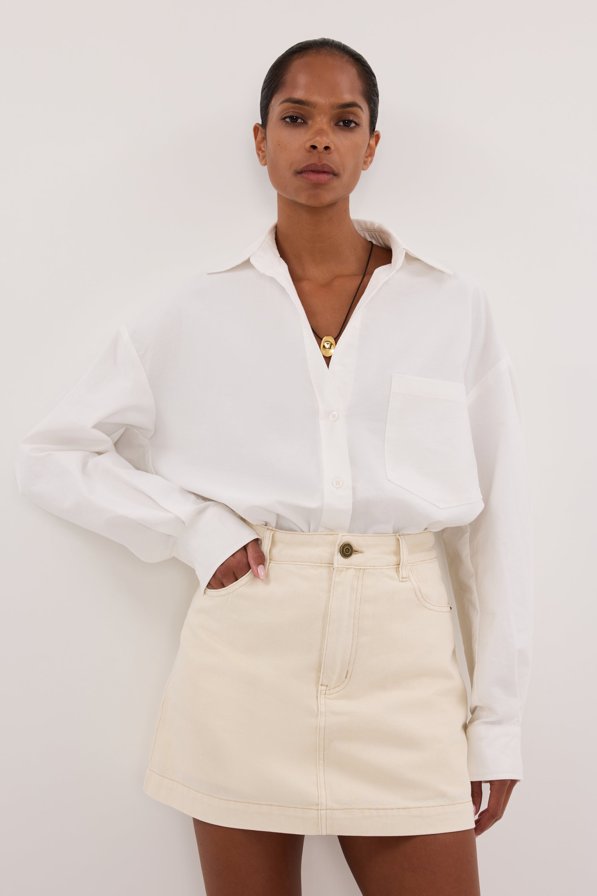 KERA NATURAL DENIM A LINE SKORT