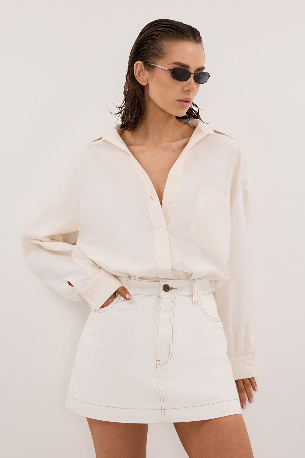 KERA WHITE DENIM A LINE SKORT