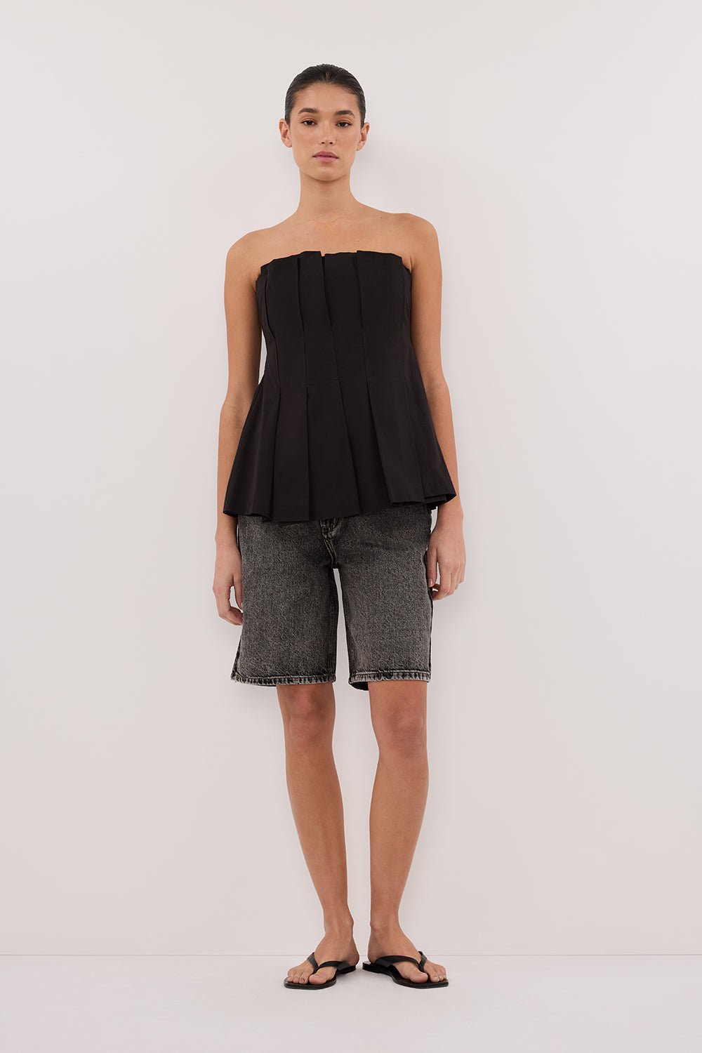BAMBI WASHED BLACK BERMUDA DENIM SHORT