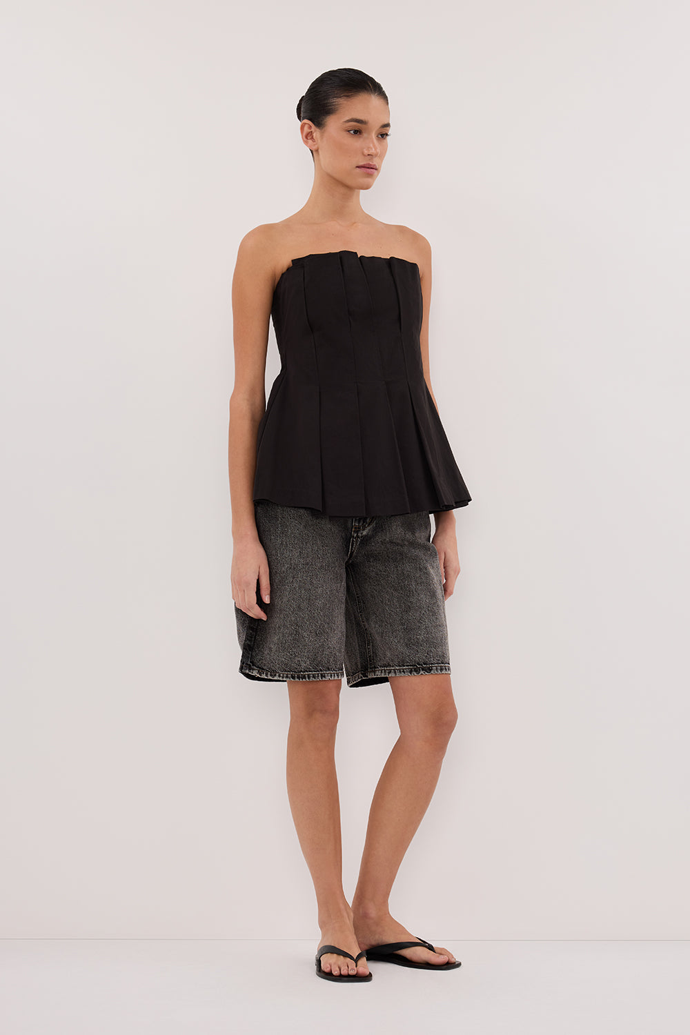 BAMBI WASHED BLACK BERMUDA DENIM SHORT