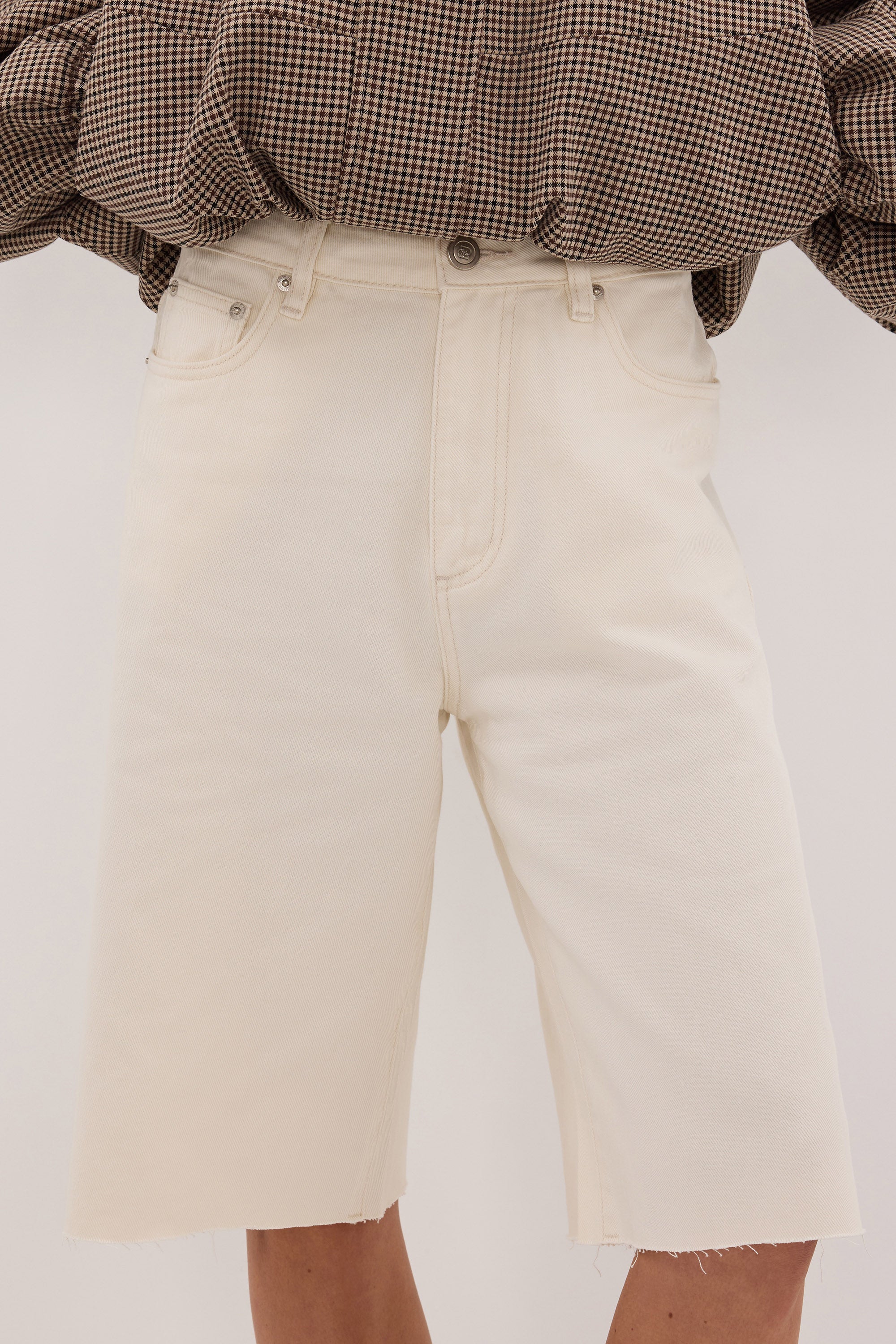 REAGAN CREAM DENIM BERMUDA SHORT - PRE ORDER