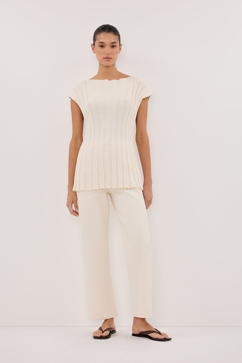 FINN CREAM TWISTED SEAM JEAN