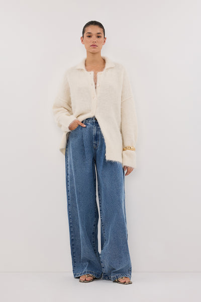 Aude wearing STERLING CLASSIC BLUE DENIM JEAN